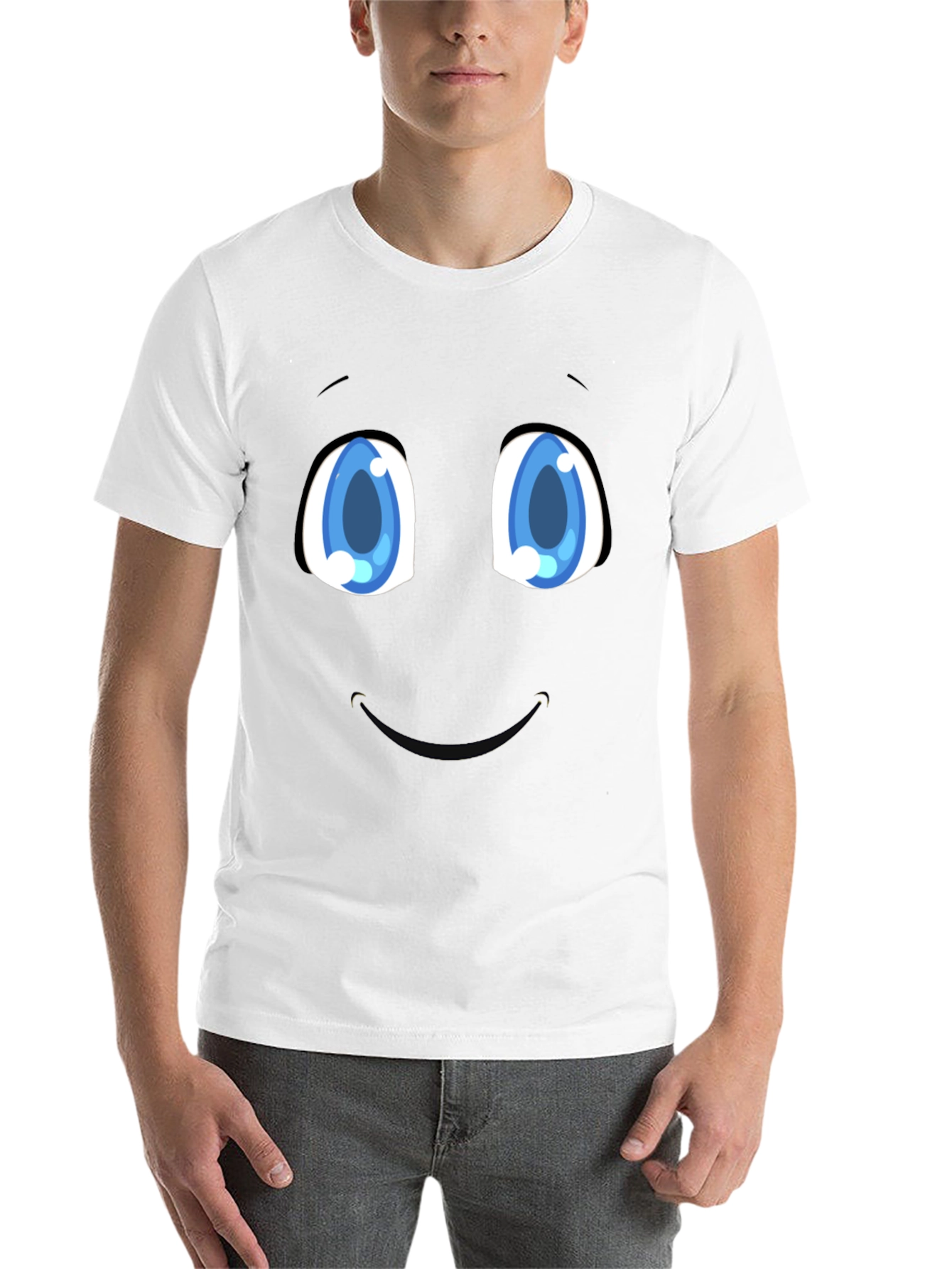 Black Funny Cartoon Face Black T-Shirt view 14