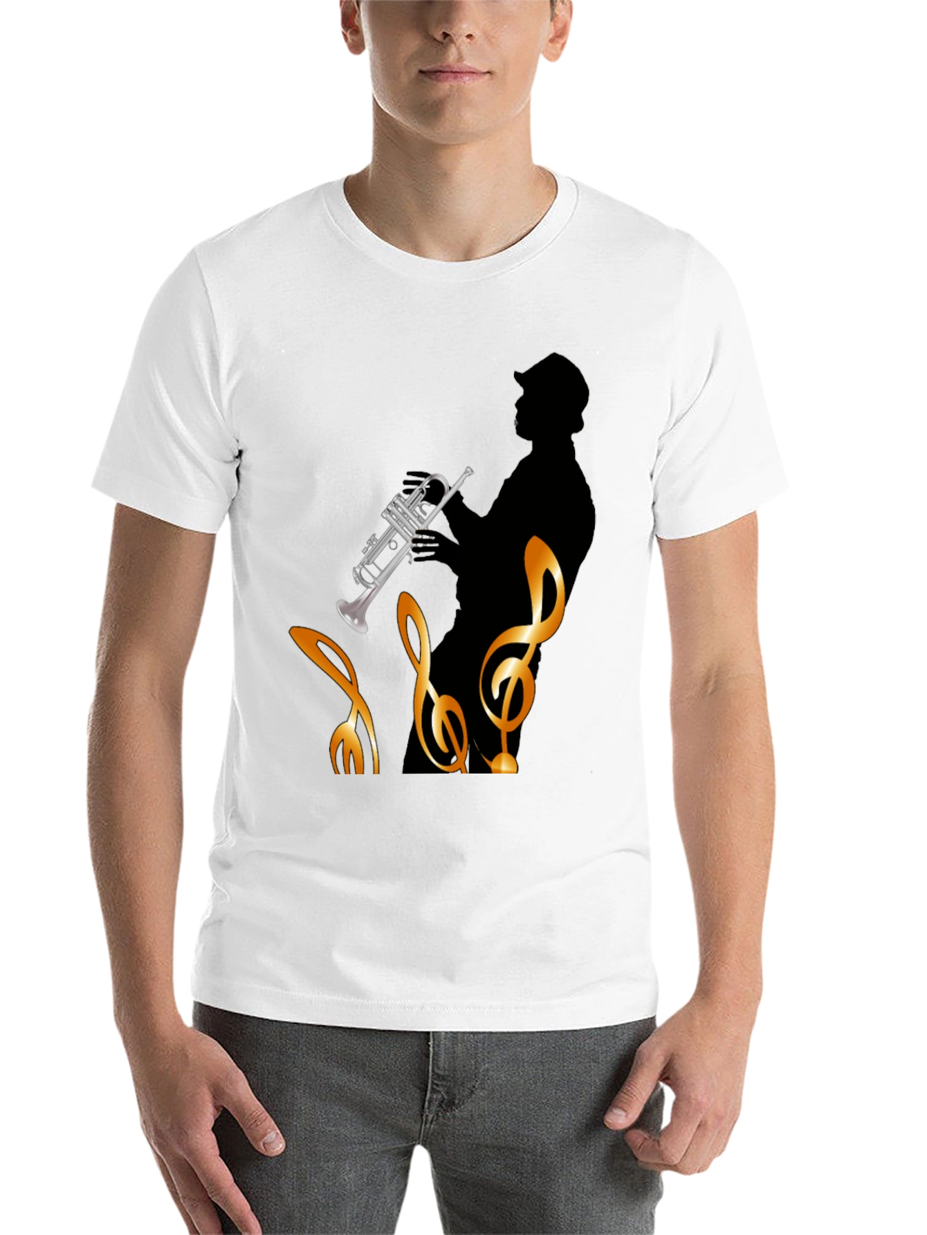 Black Jazz Musician Graphic T-Shirt - Black Cotton Tee view 14