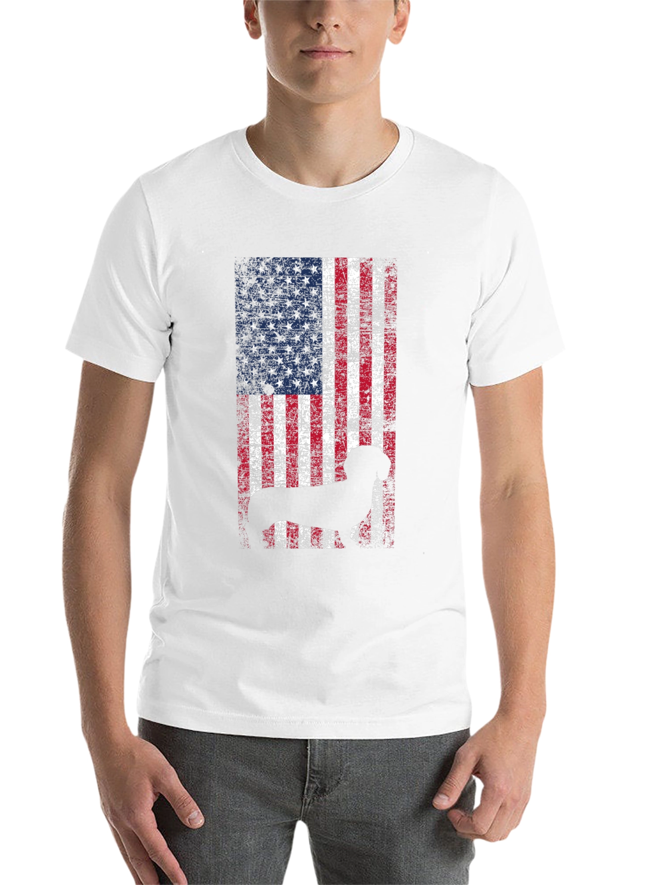 Black Patriotic Dog USA Flag T-Shirt view 14