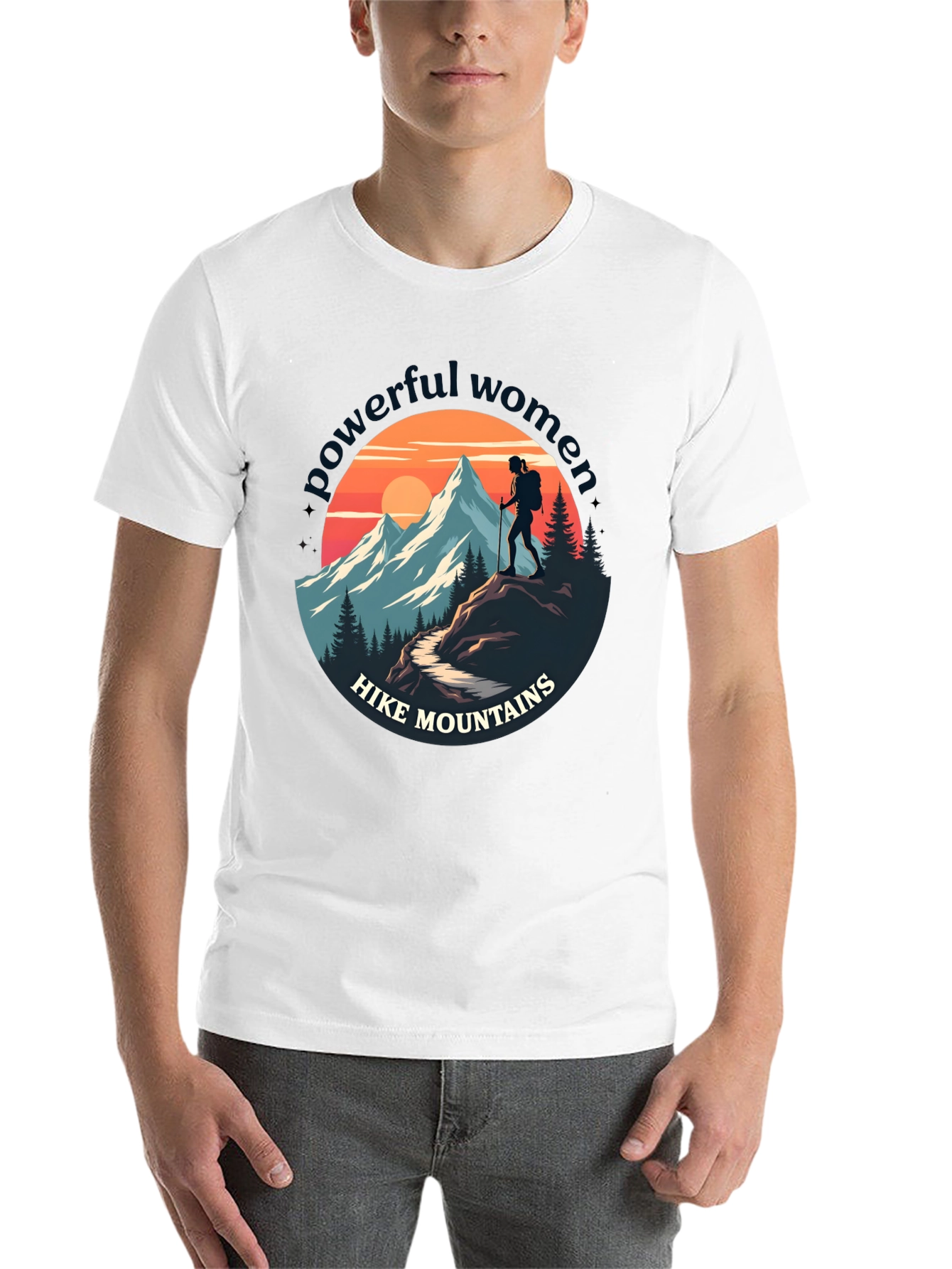 Black Powerful Women Hike Mountains Graphic Tee view 14