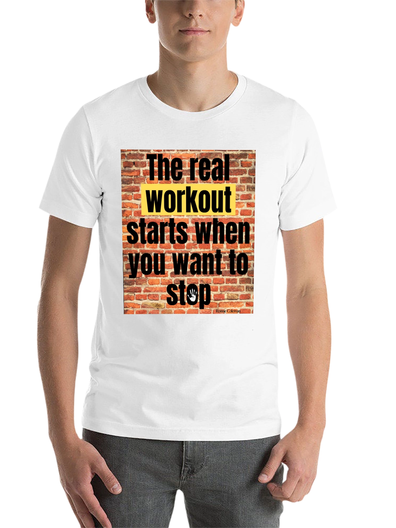 Black Workout Motivation T-Shirt: The Real Workout view 14