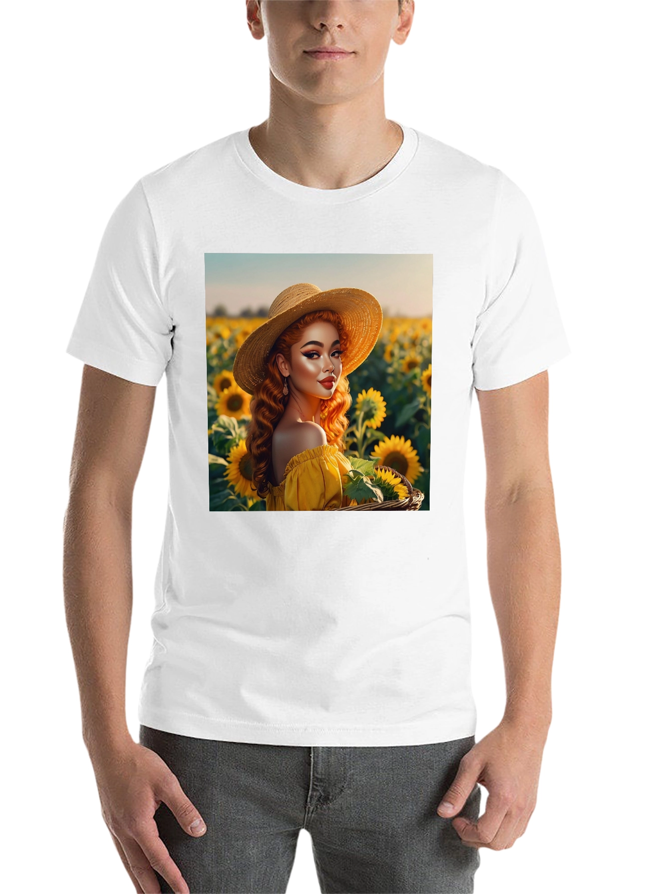 Black Sunflower Girl Graphic Tee - Black Cotton Blend view 14