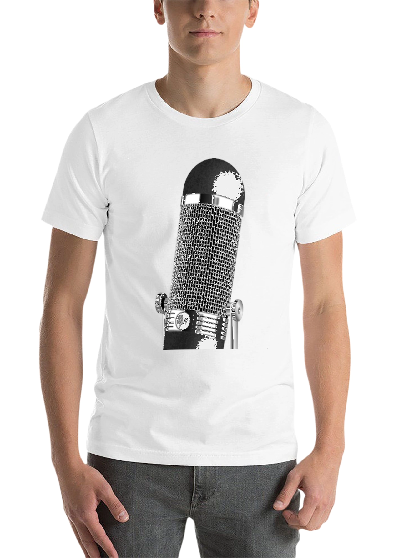 Black Vintage Microphone Graphic T-Shirt - Black view 14