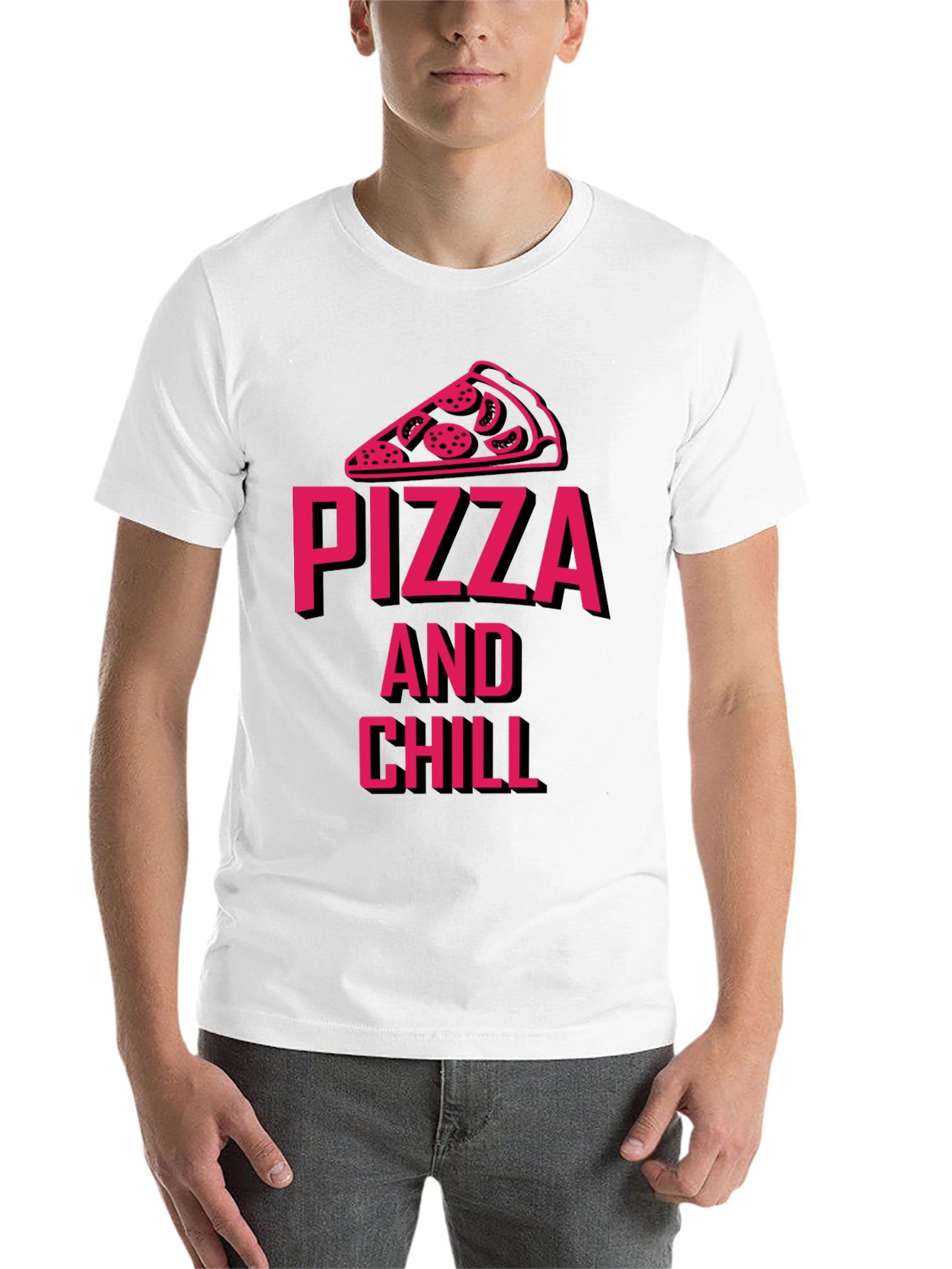 Black Pizza and Chill Graphic Tee - Unisex view 14