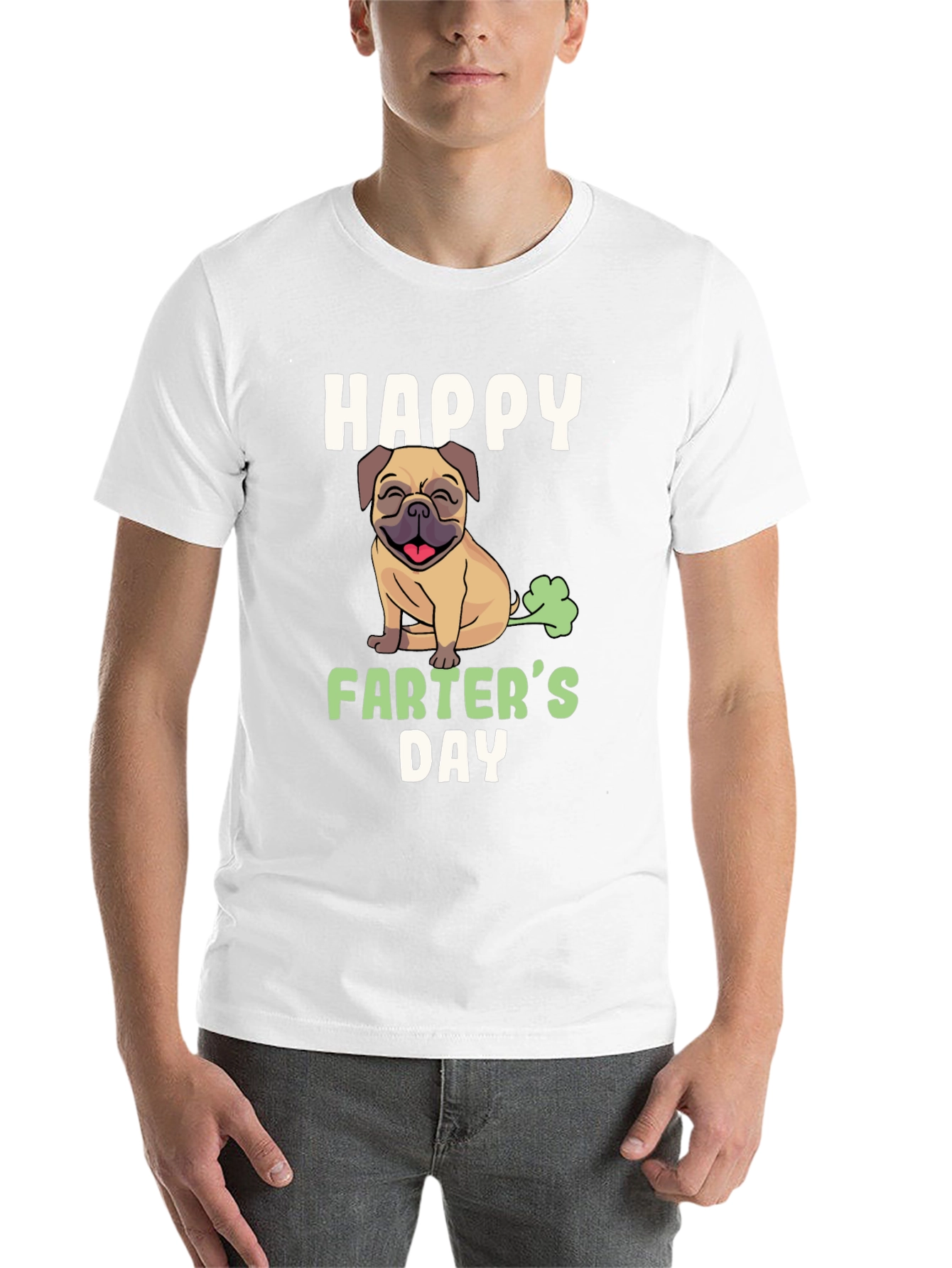 Black Happy Farter's Day Pug T-Shirt view 14