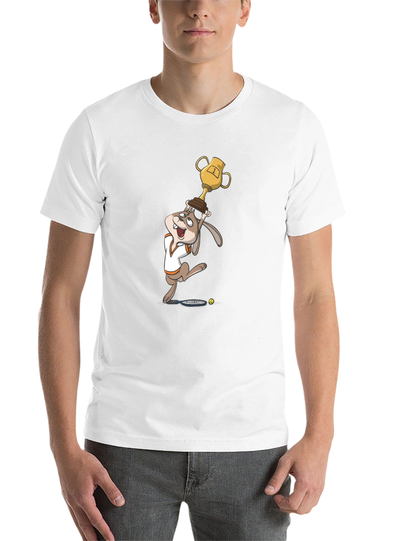 Black Cartoon Rabbit Tennis Champ Graphic Tee view 14