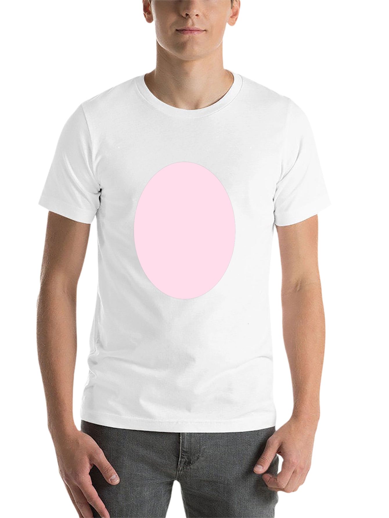 Black Black Crew Neck T-Shirt with Pink Circle view 14