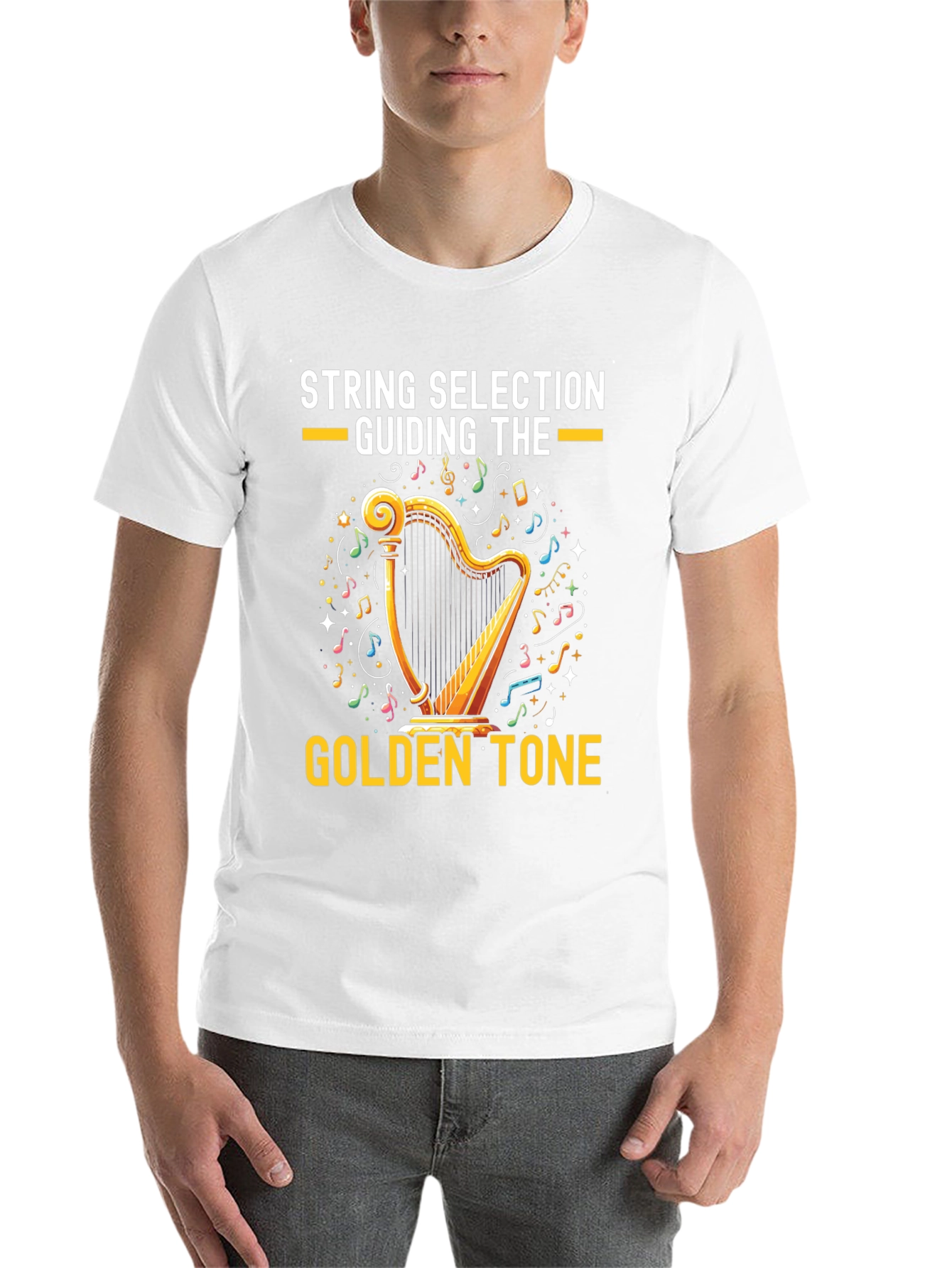 Black Golden Tone Harp Graphic Tee view 14