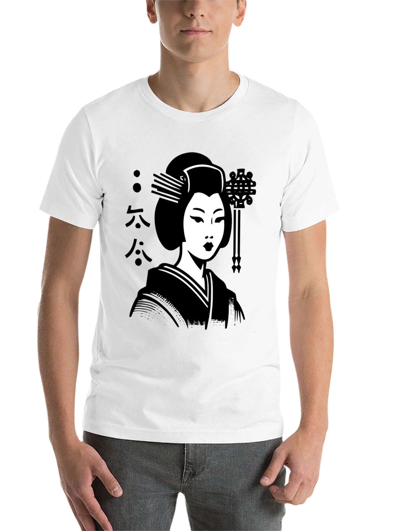 Black Geisha Graphic Tee - Black Cotton T-Shirt view 14