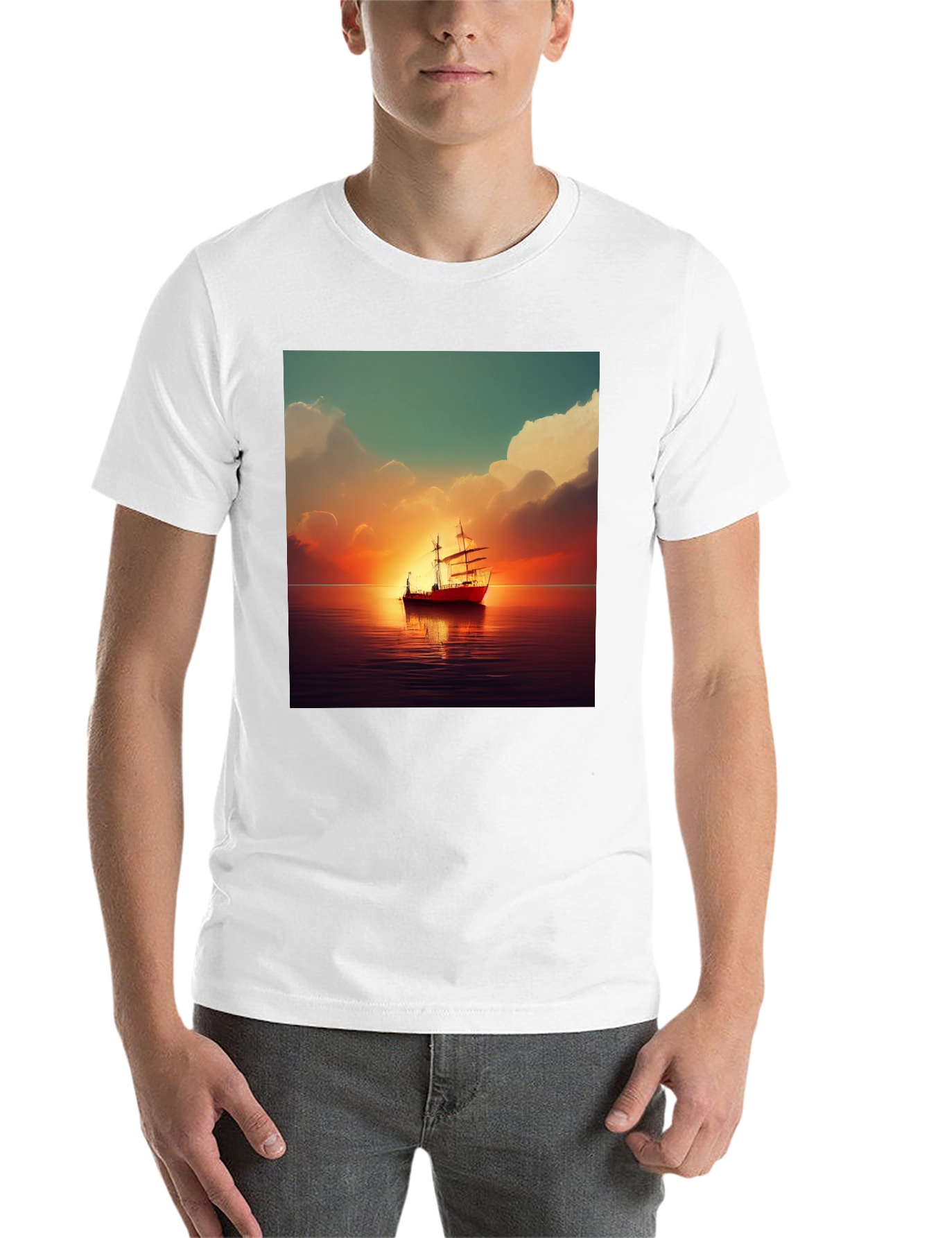 Black Sunset Sailboat Graphic Tee view 14