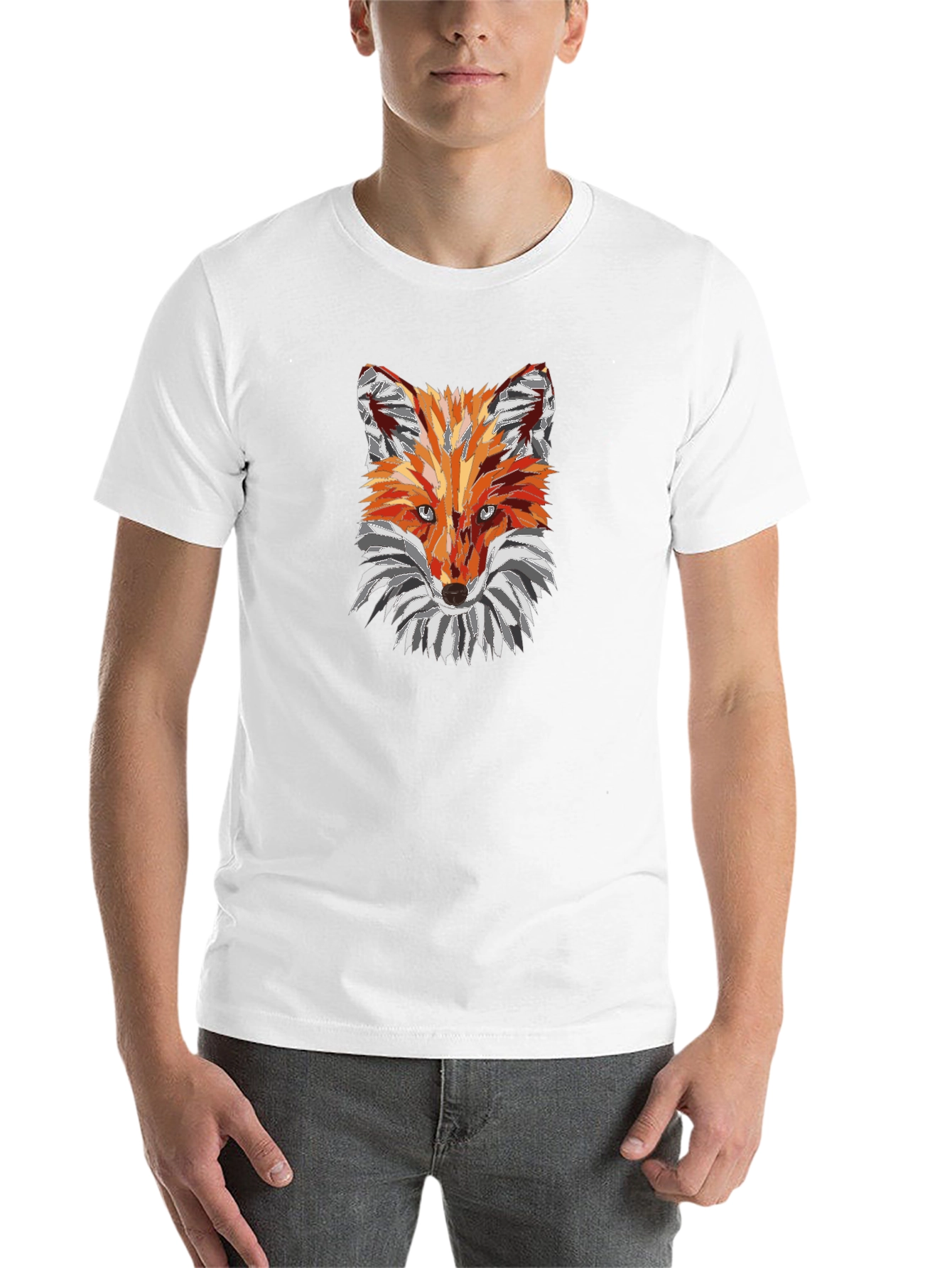 Black Geometric Fox Graphic Tee - Black view 14