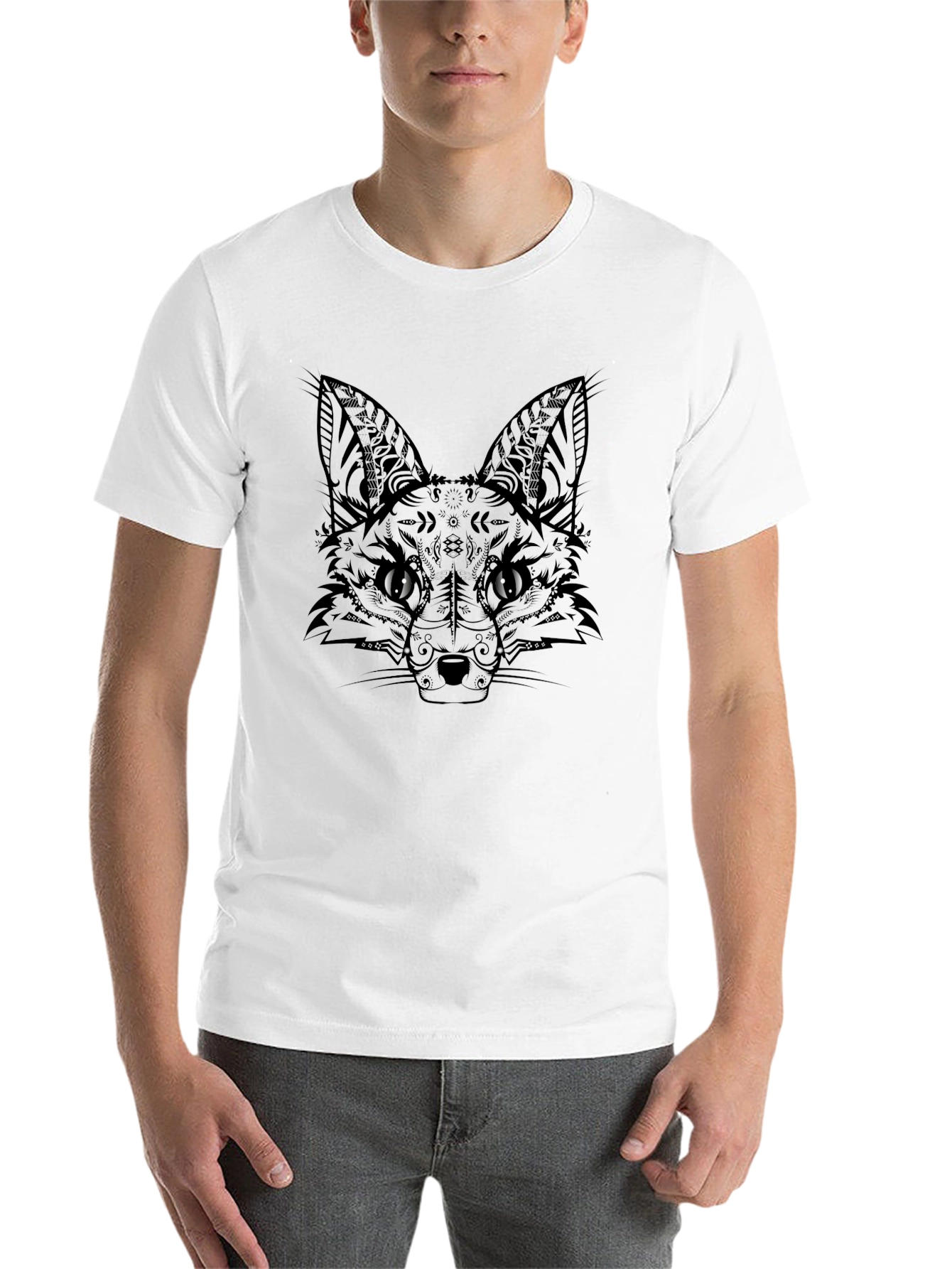 Fox Graphic Print Black T-Shirt - 14
