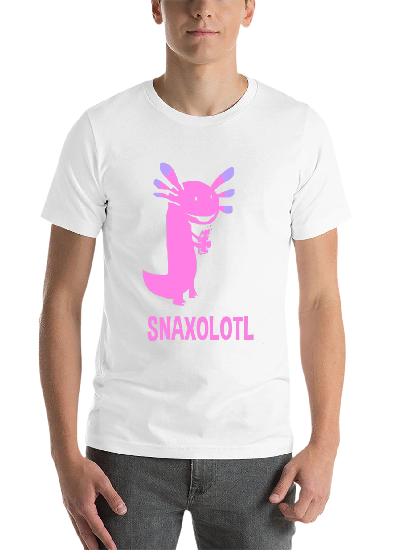 Black Snaxolotl Black T-Shirt - Funny Axolotl Snack Design view 14