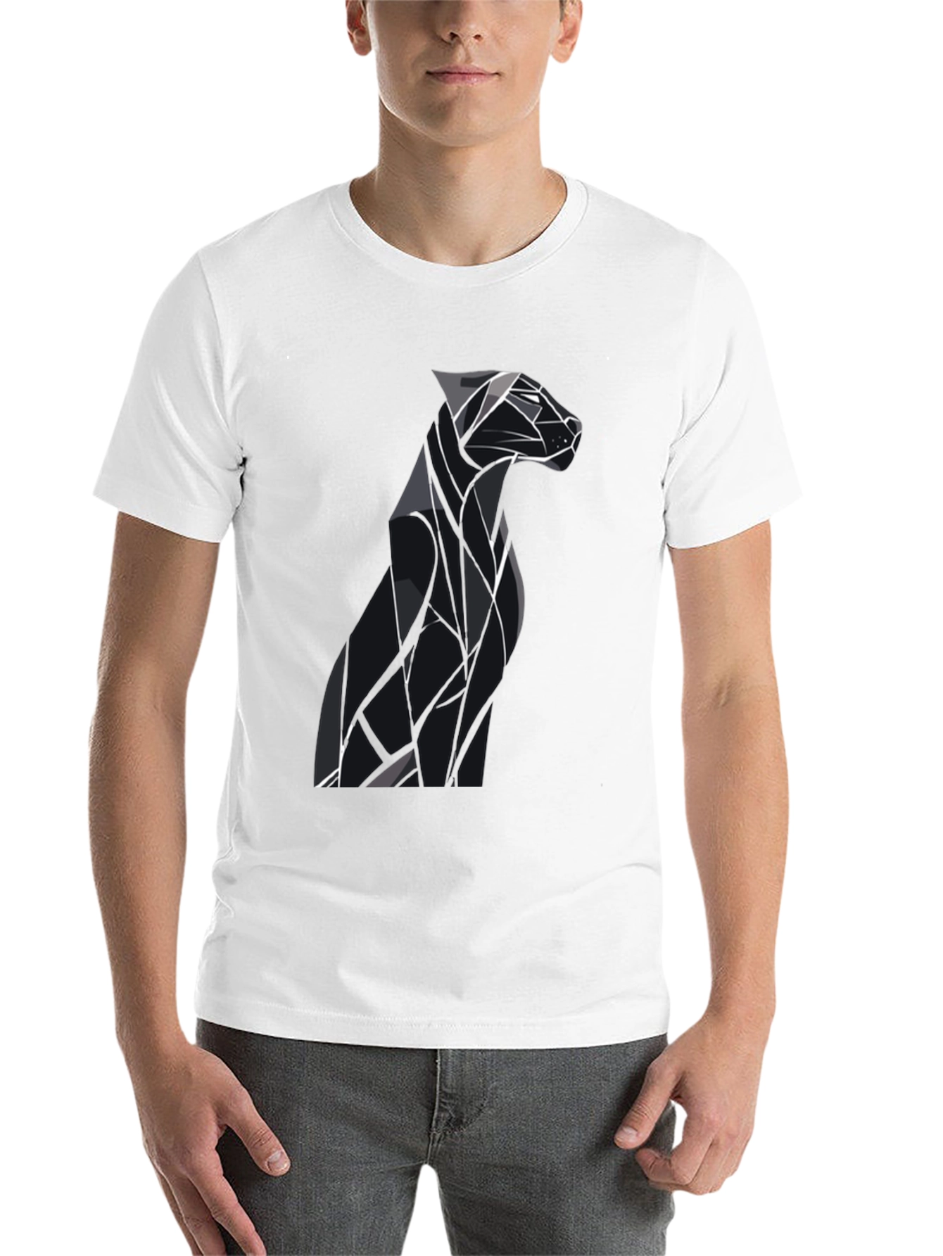 Black Geometric Dog Graphic Tee - Modern Style view 14