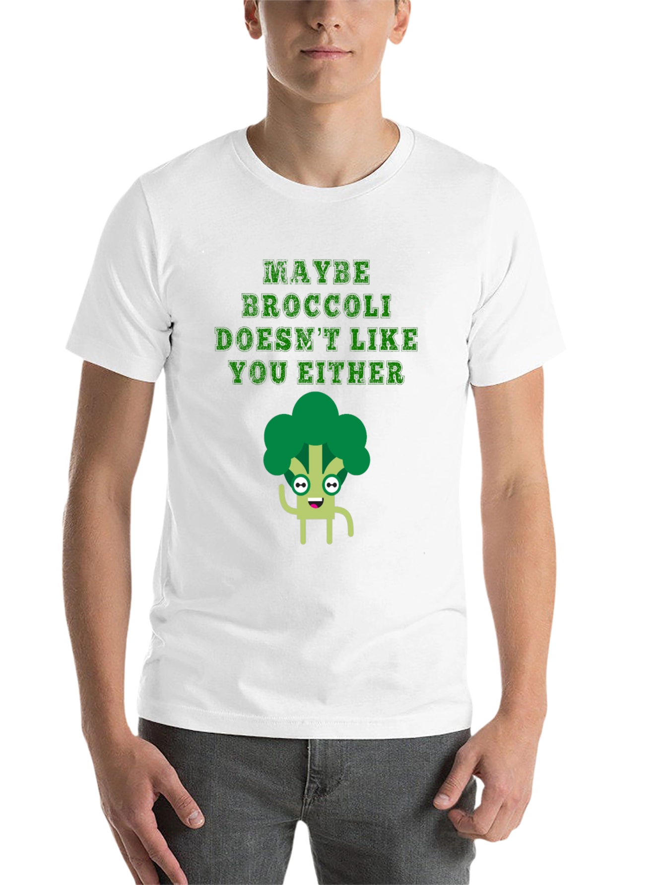 Black Funny Broccoli T-Shirt - Maybe Broccoli Doesn't Like You Either view 14
