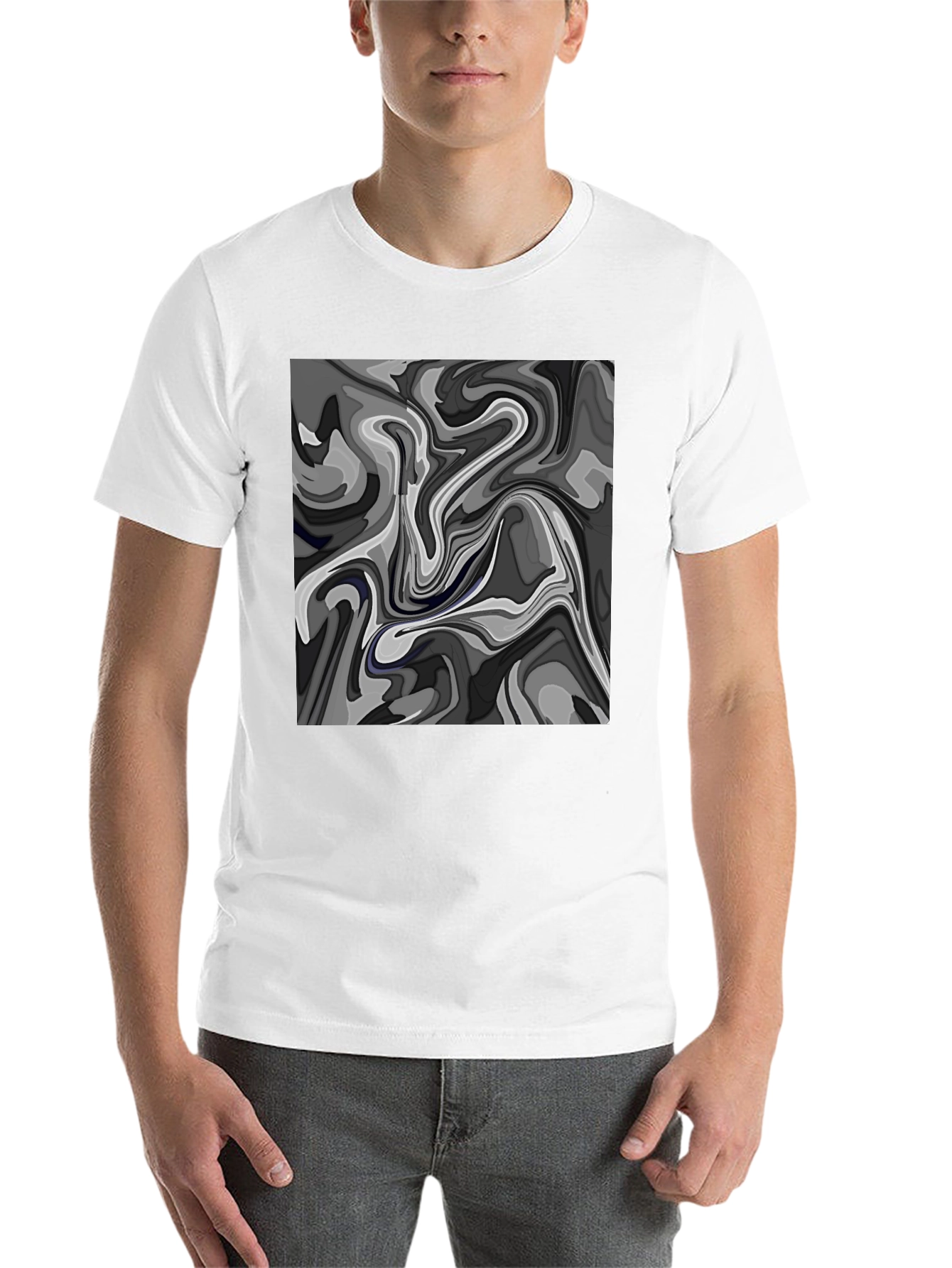 Black Abstract Swirl Graphic T-Shirt view 14