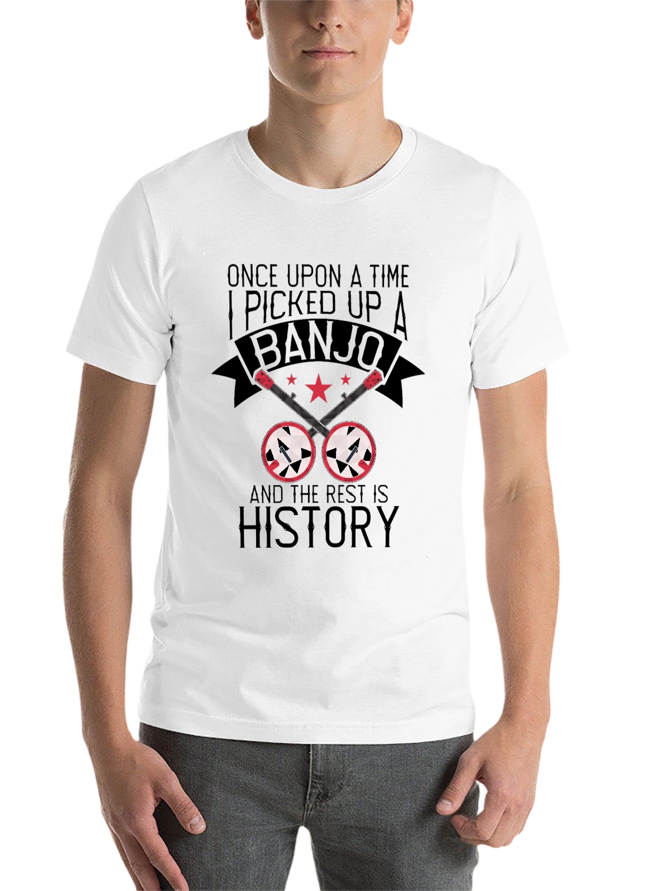 Black Banjo Player T-Shirt: Once Upon a Time I Picked Up a Banjo view 14