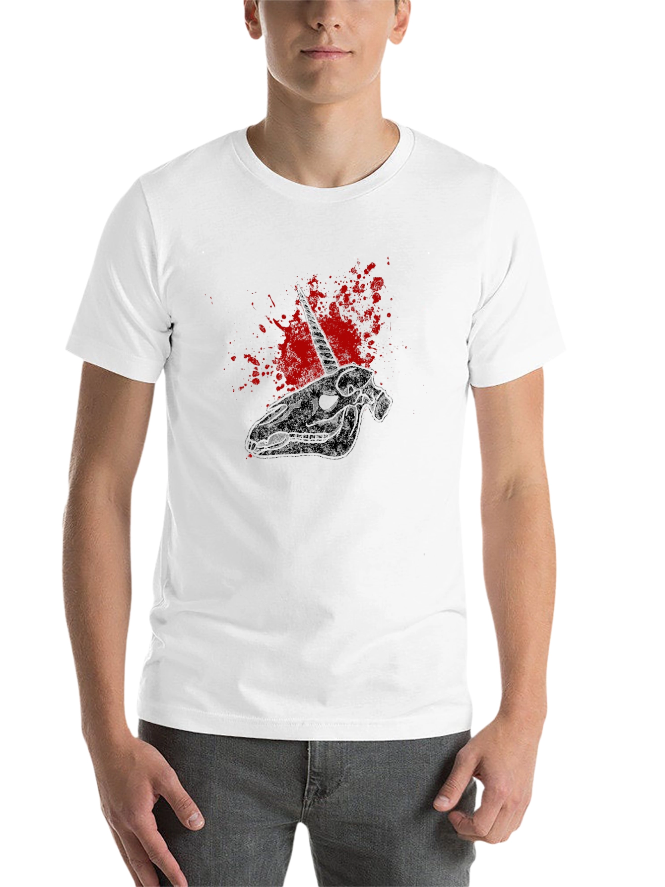 Black Unicorn Skull Graphic Tee - Dark Humor Style view 14