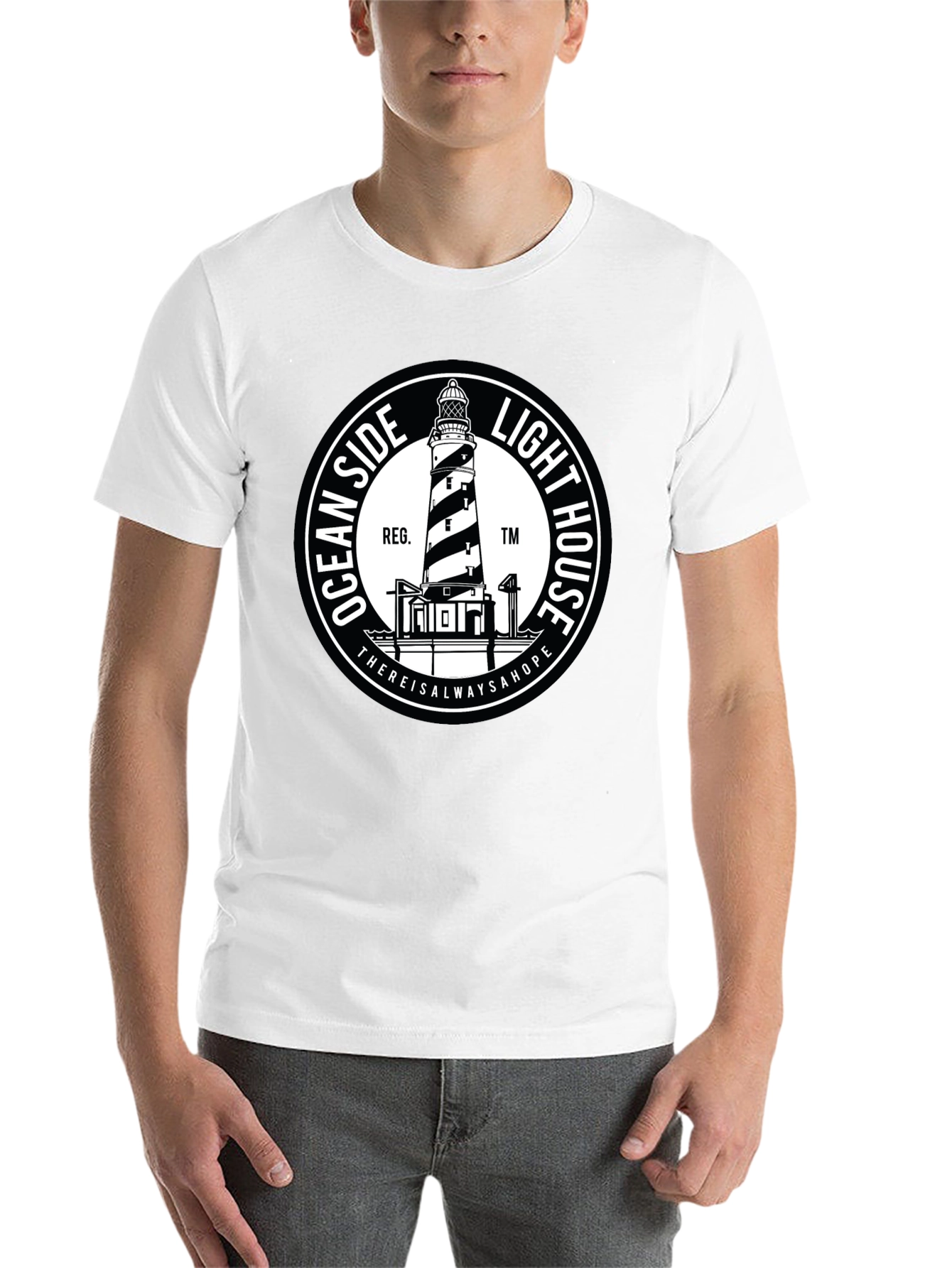 Black Oceanside Lighthouse T-Shirt - Black Graphic Tee view 14