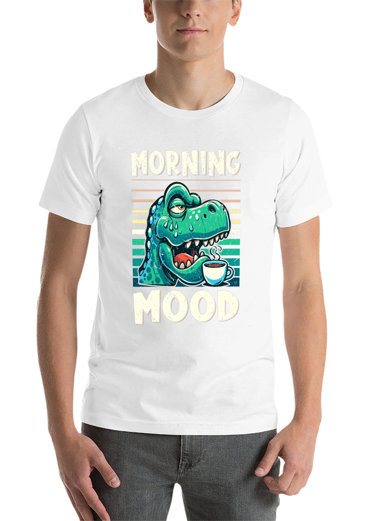 Black Morning Mood Dinosaur T-Shirt view 14