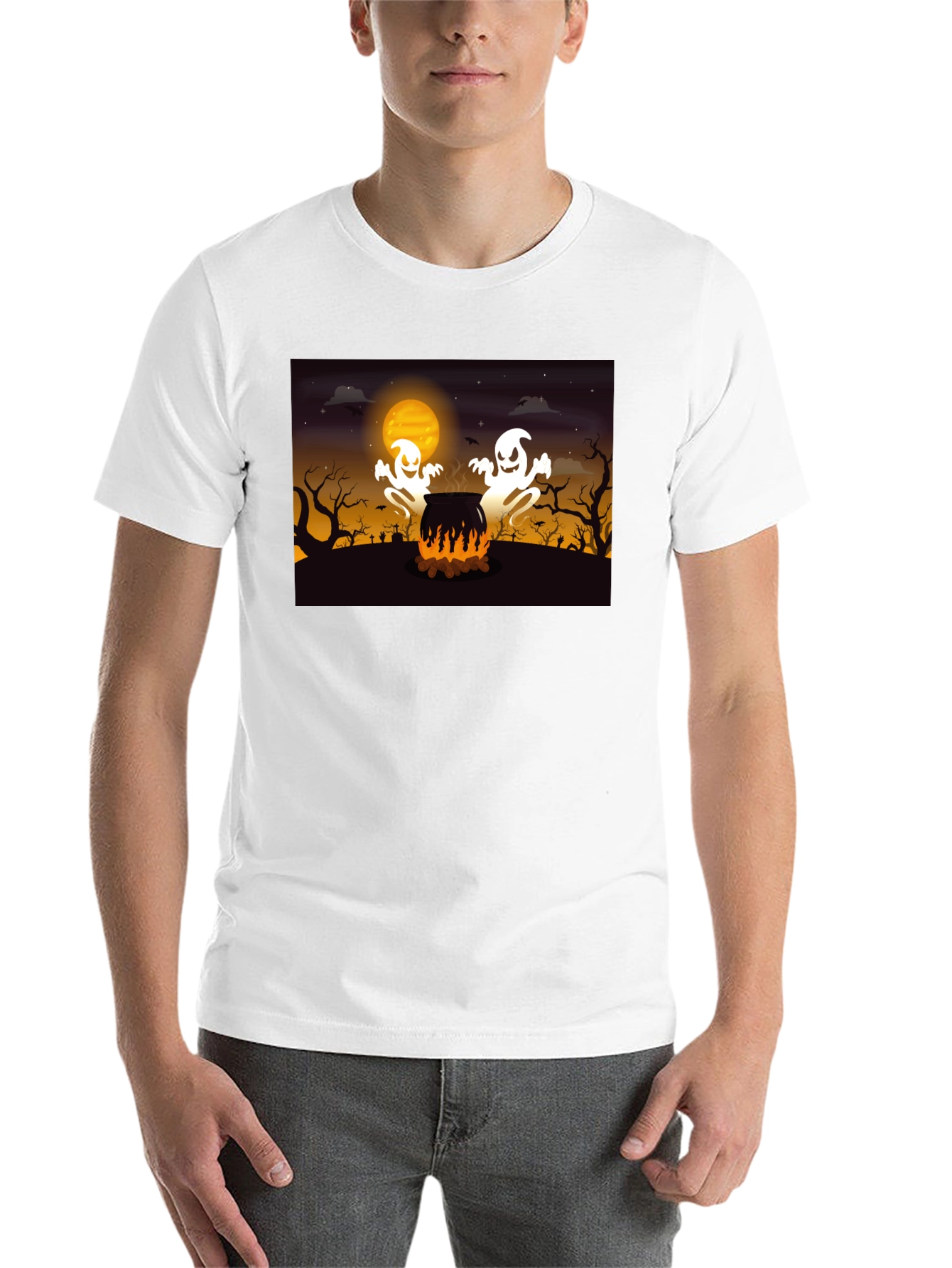 Black Spooky Ghosts Halloween T-Shirt view 14