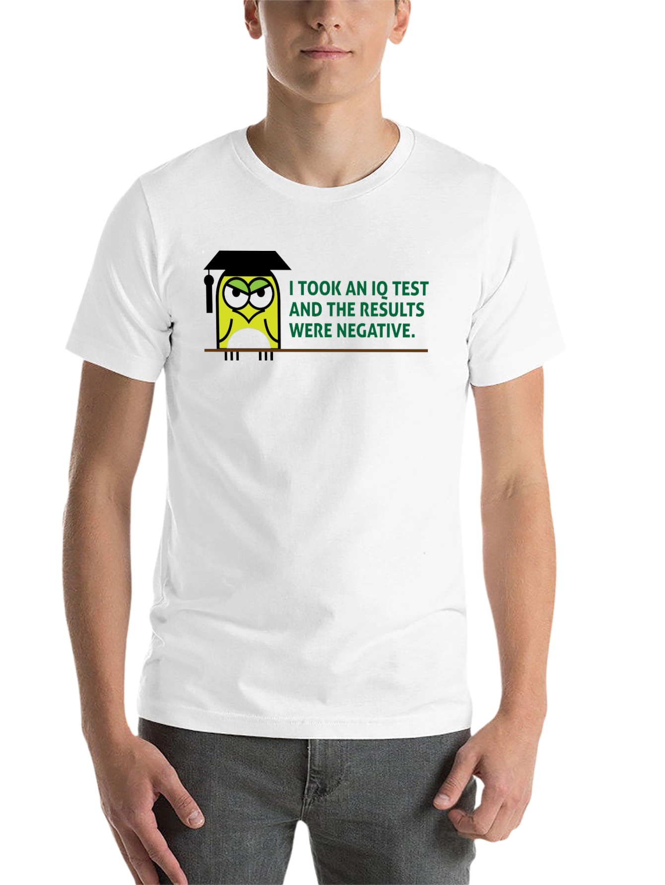 Black Negative IQ Test Owl Humor Graphic T-Shirt view 14