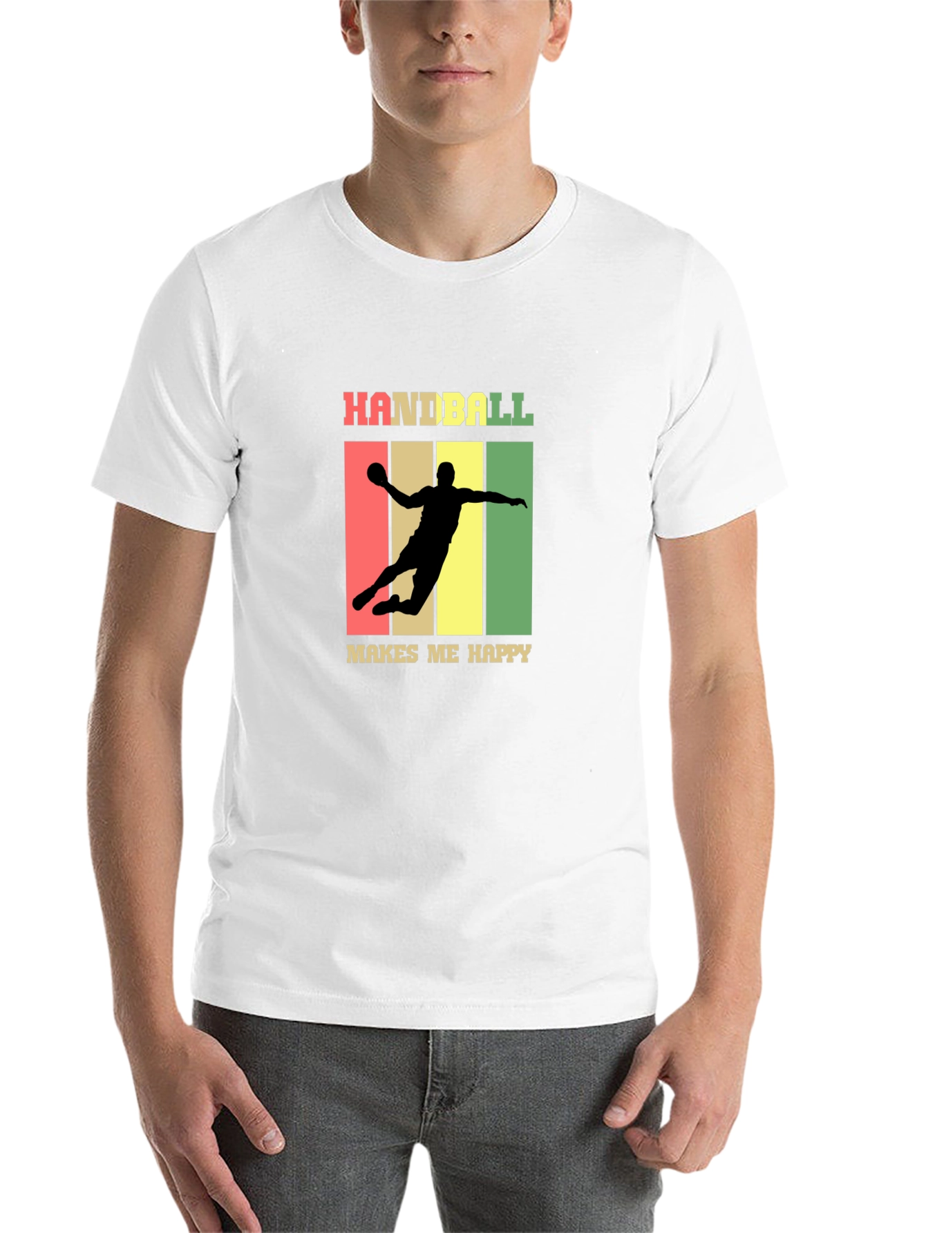 Black Handball Makes Me Happy T-Shirt - Black view 14