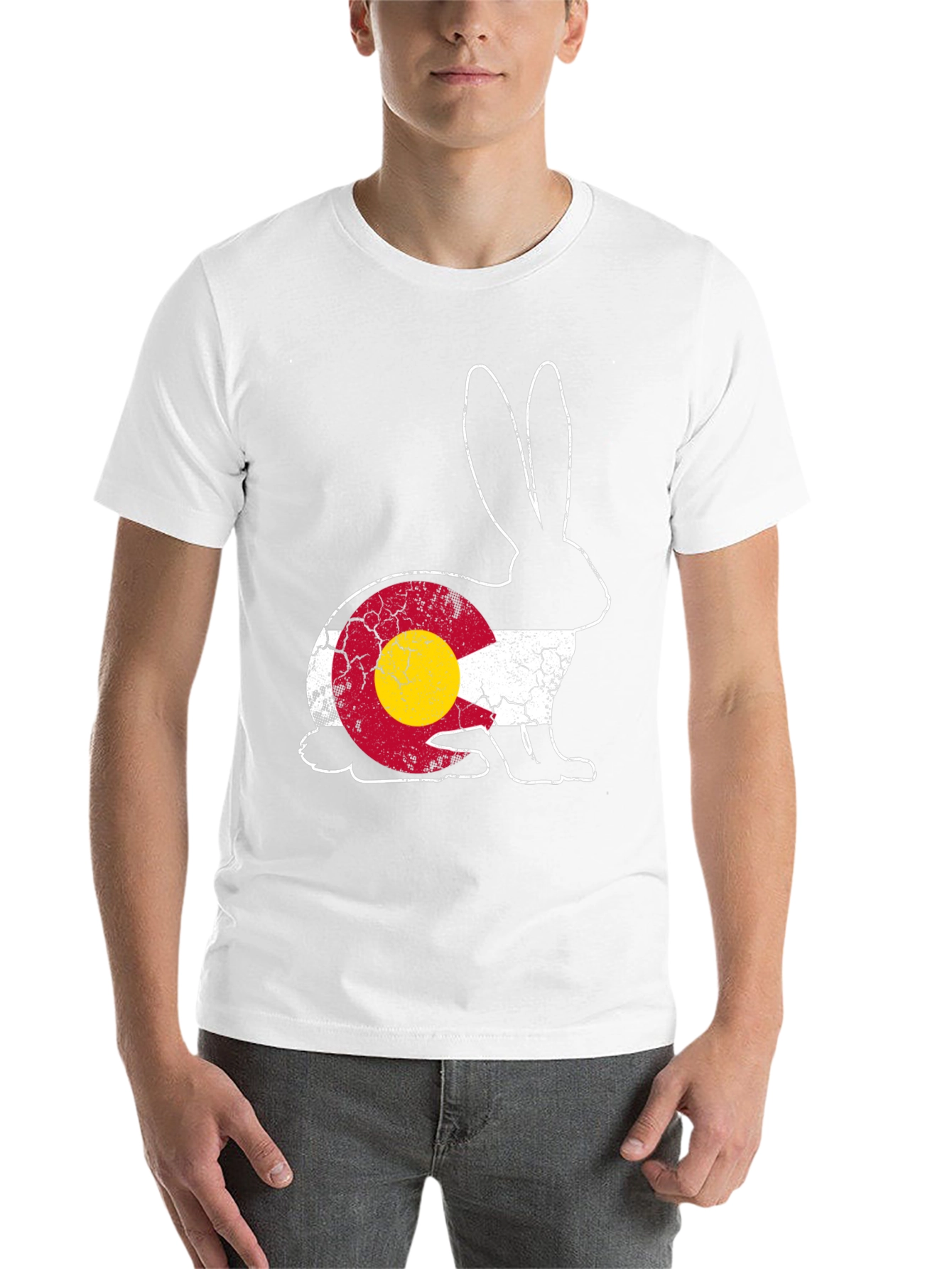 Black Colorado Flag Rabbit Graphic Tee view 14