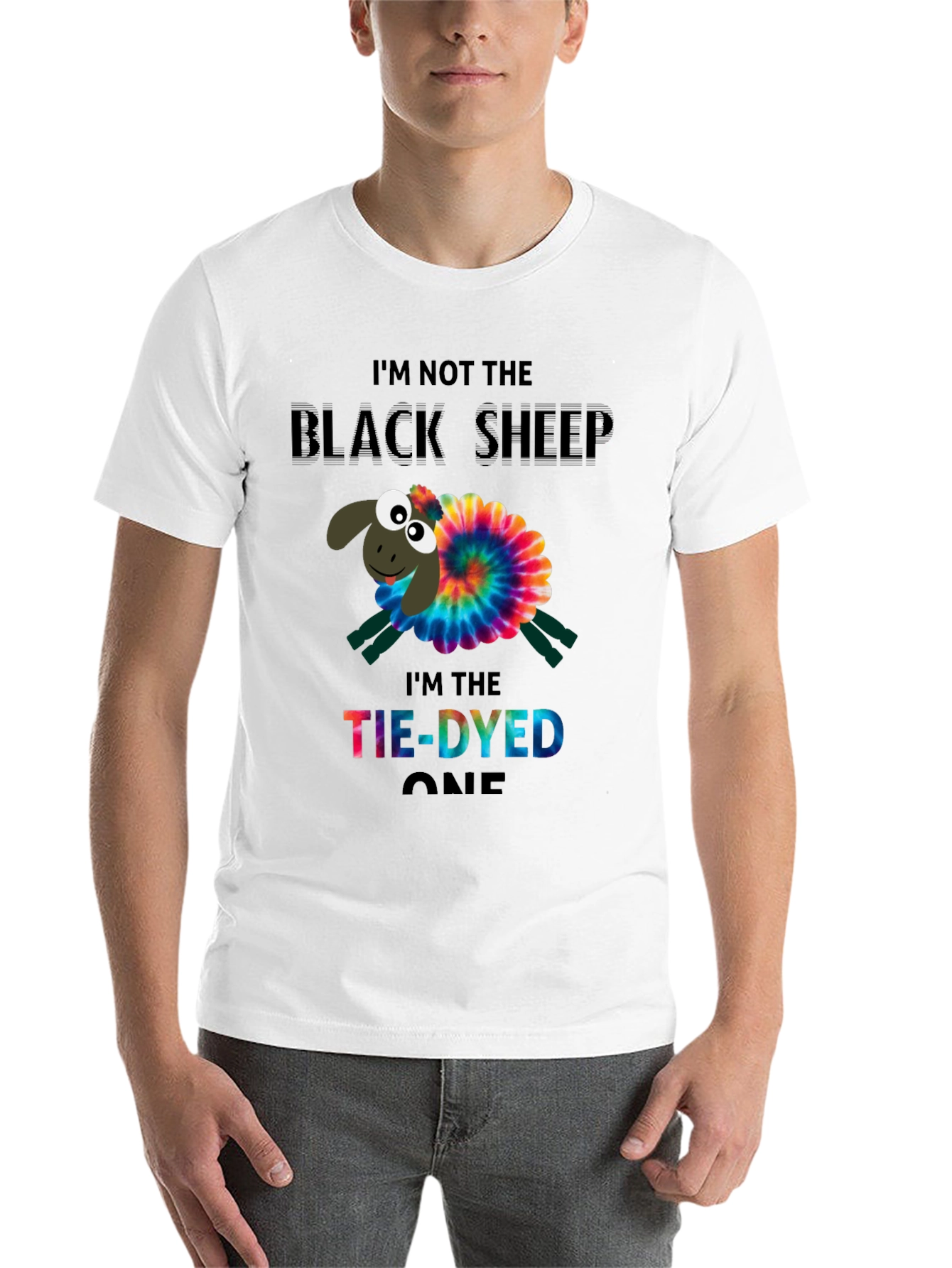 Black Tie-Dyed Sheep Graphic Tee view 14
