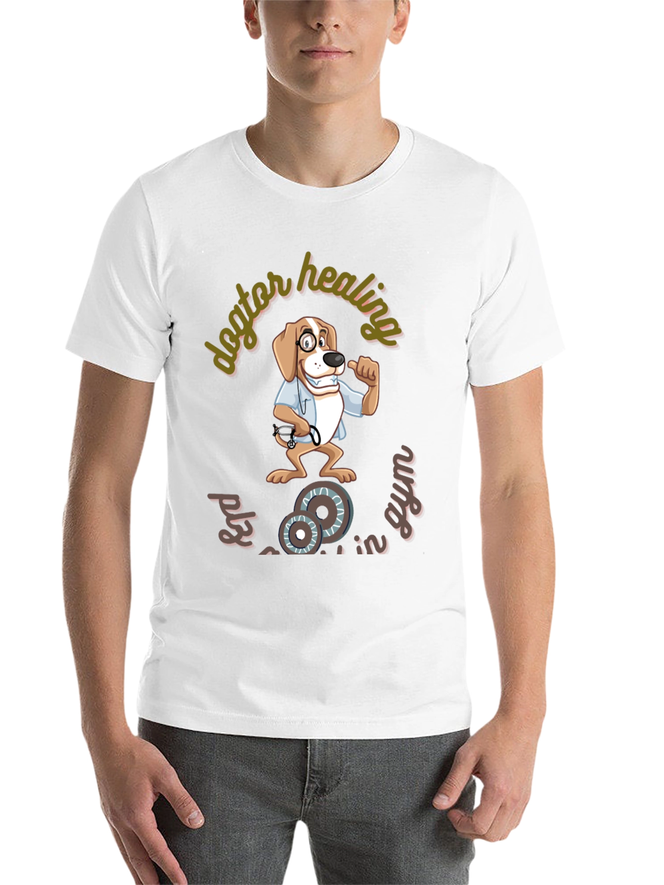 Black Doctor Healing Dog Gym T-Shirt view 14