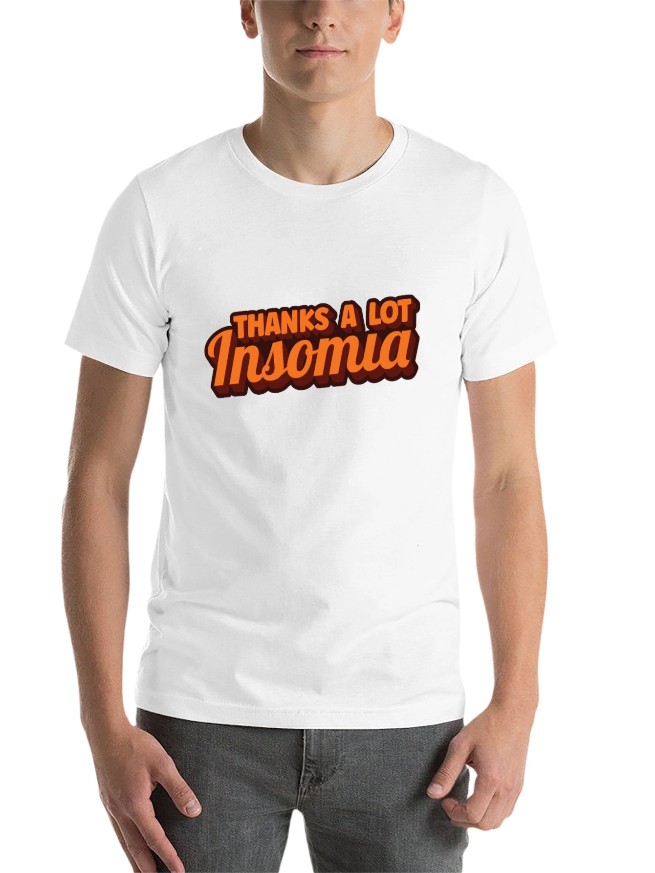 Black Thanks A Lot Insomnia Black Graphic T-Shirt view 14