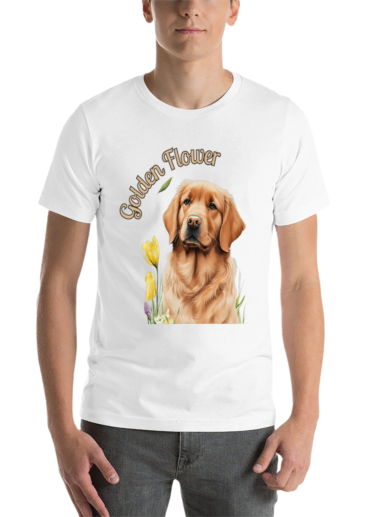 Black Golden Flower Dog Graphic Tee view 14