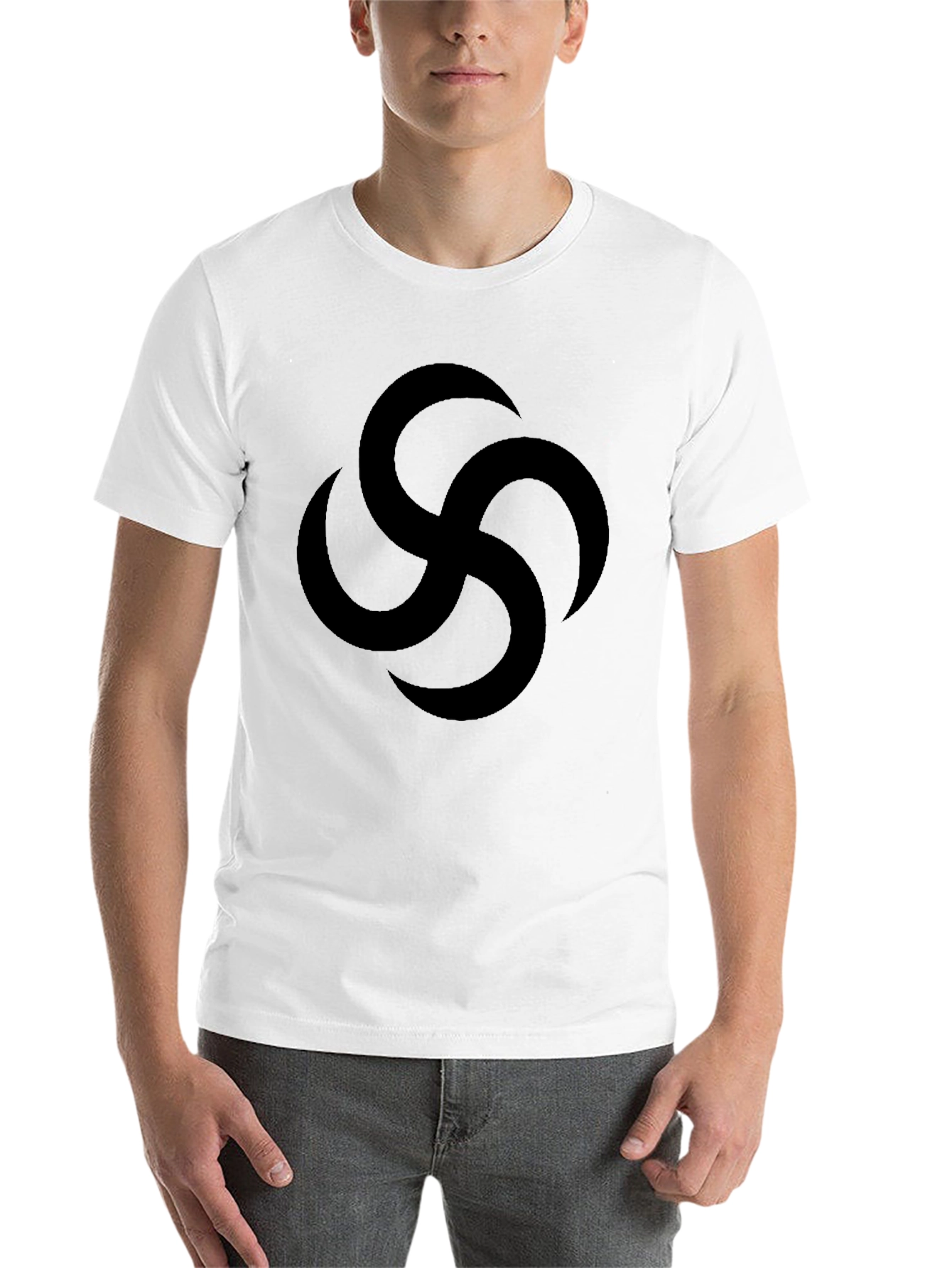 Black Black Graphic Tee with Abstract Swirl Design view 14