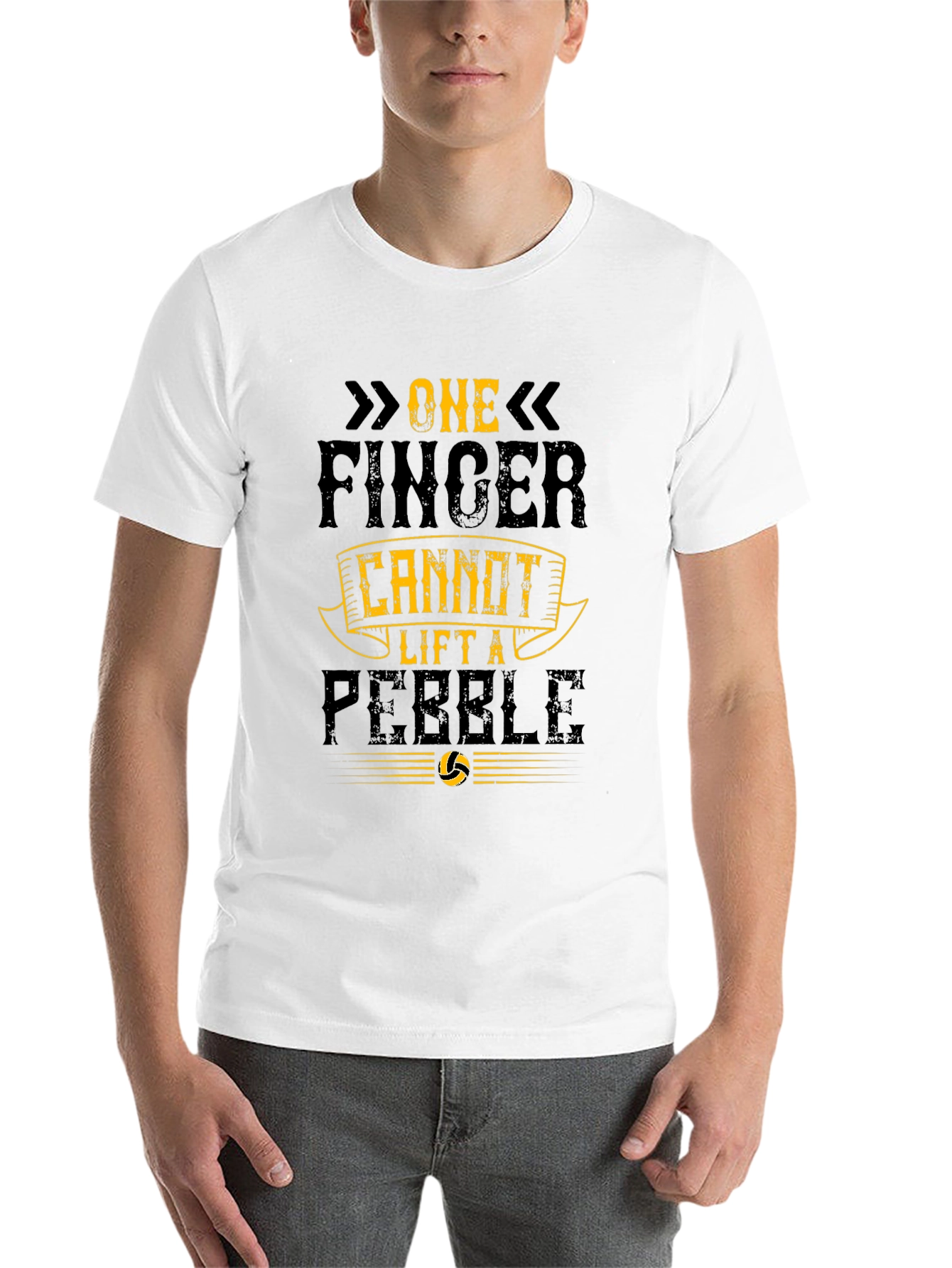 Black One Finger Cannot Lift a Pebble Graphic Tee view 14