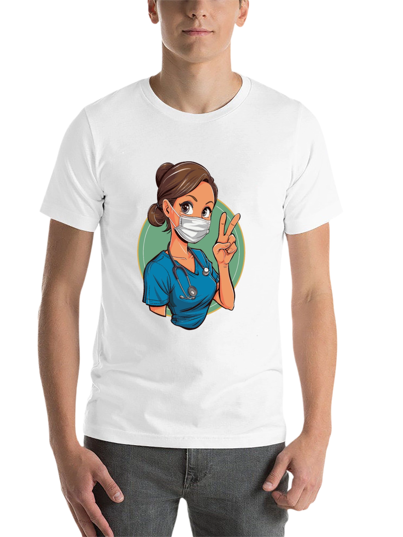 Black Nurse Cartoon Graphic Tee - Essential Worker view 14