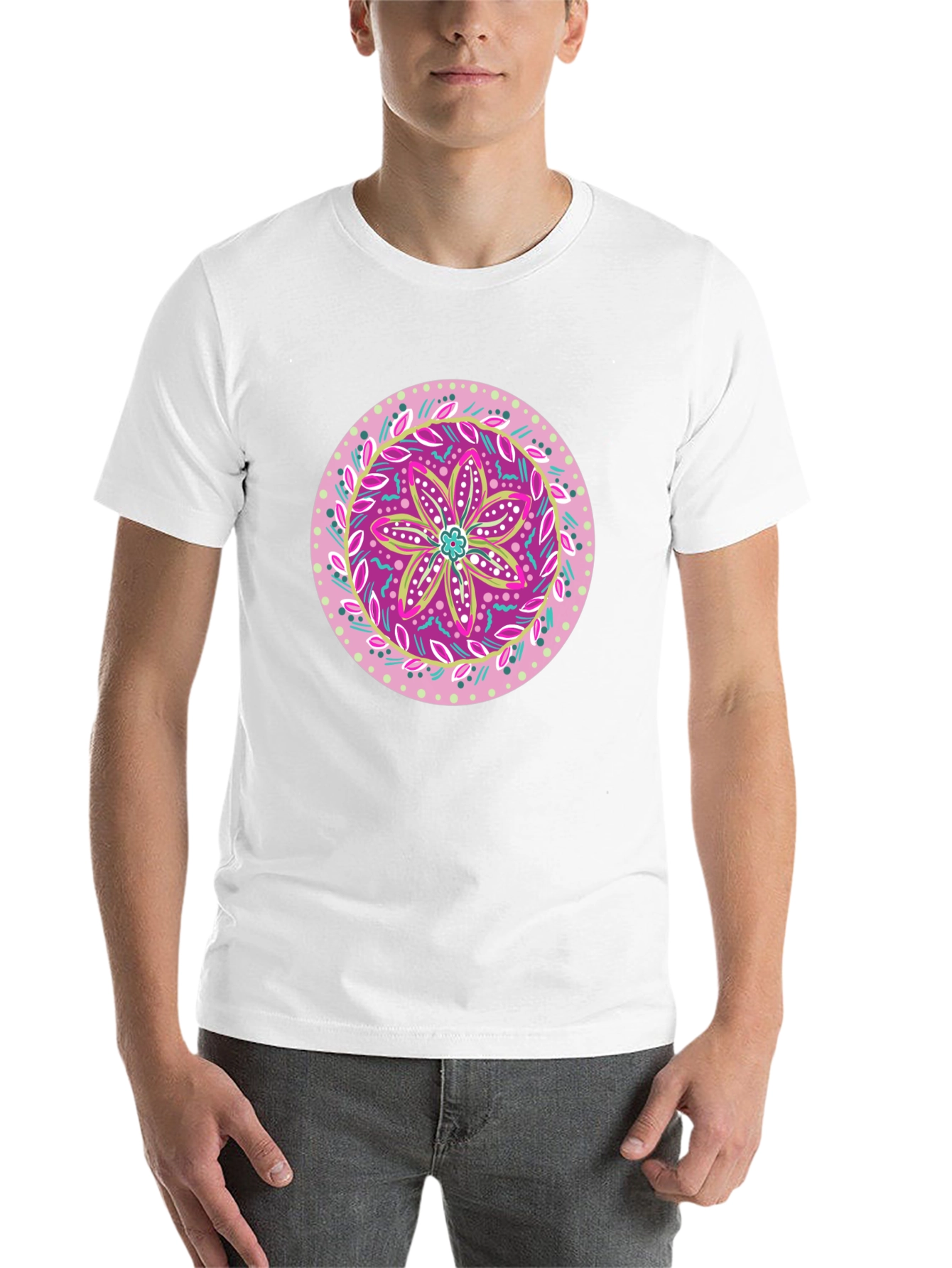 Black Floral Mandala Graphic Tee - Casual Black T-Shirt view 14