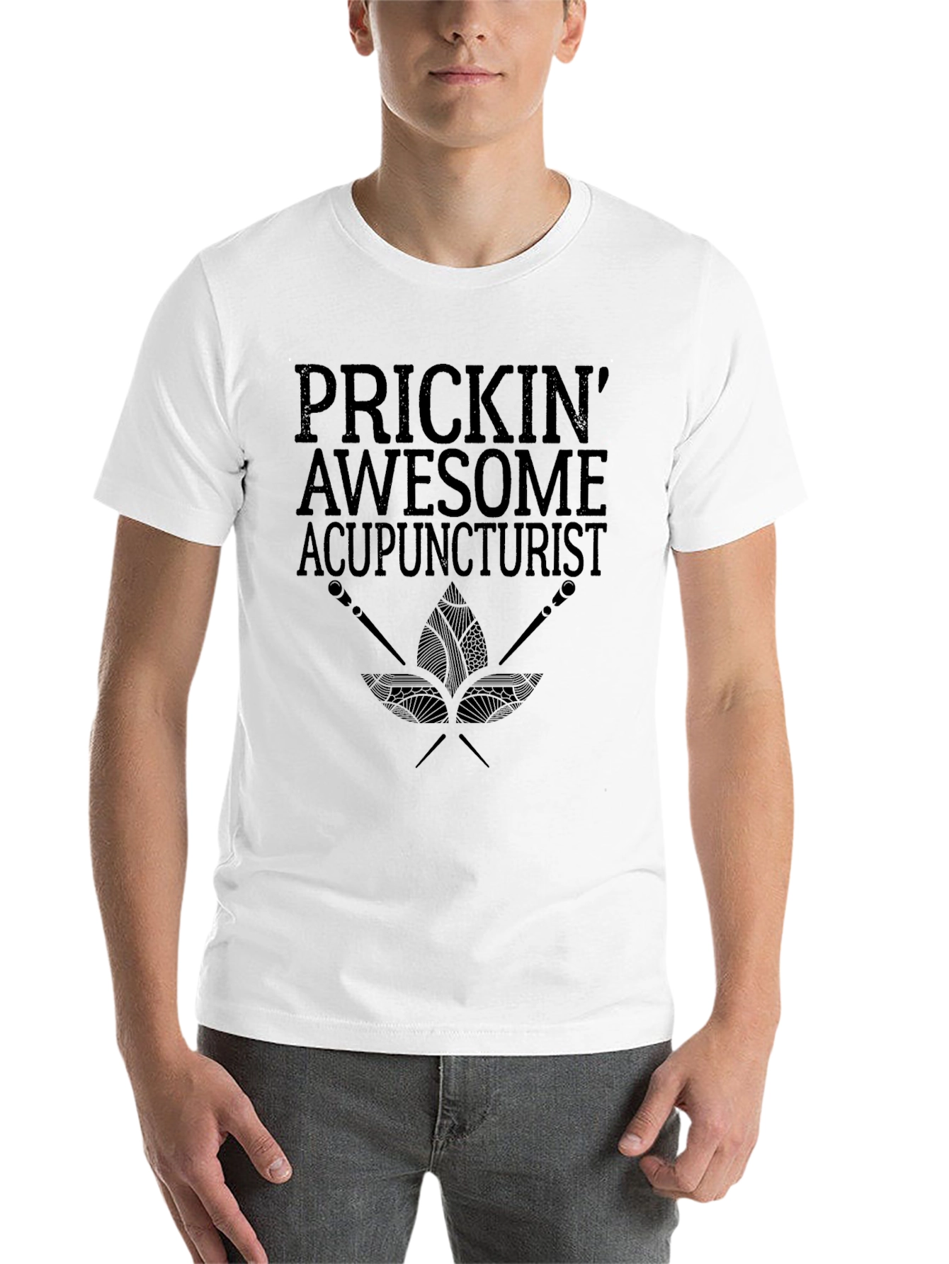 Black Prickin' Awesome Acupuncturist Graphic T-Shirt view 14