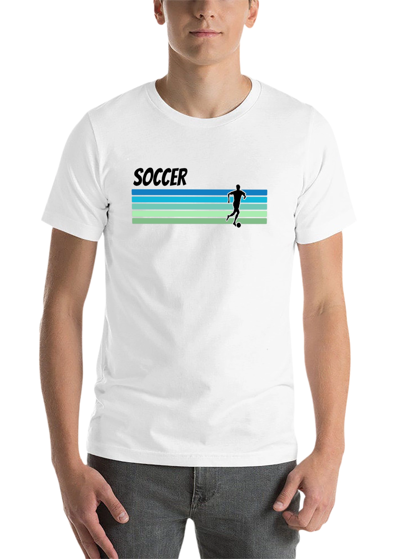 Black Soccer Retro Stripes T-Shirt  view 14
