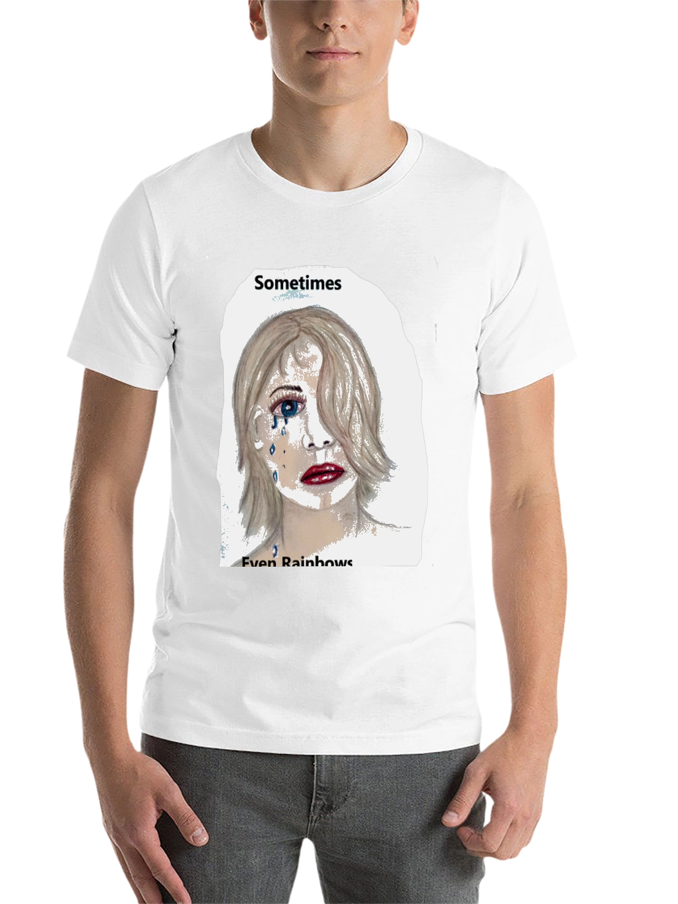 Black Emo Tears T-Shirt: Sometimes Even Rainbows view 14