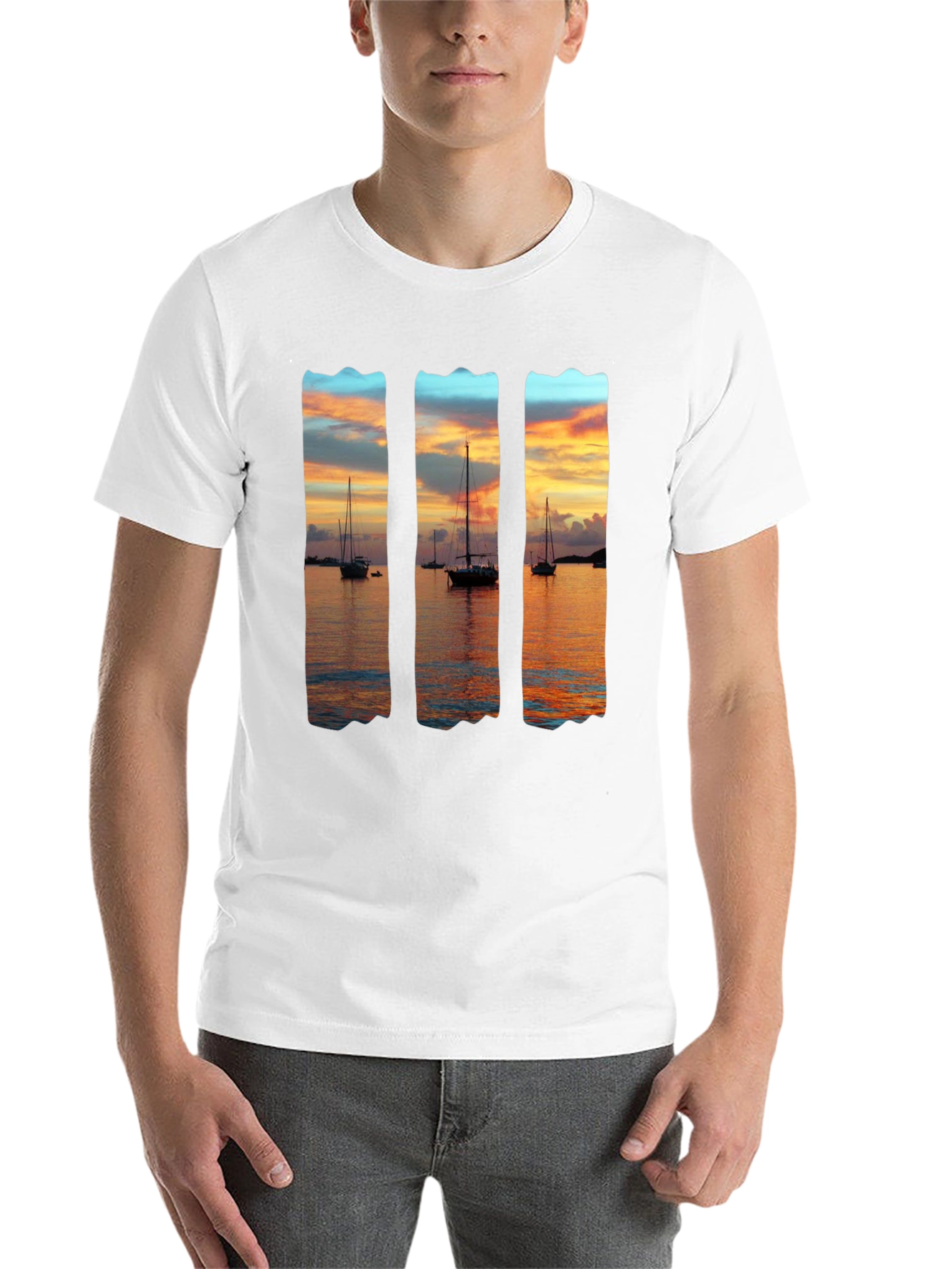 Black Sunset Sailboat Graphic T-Shirt - Black view 14
