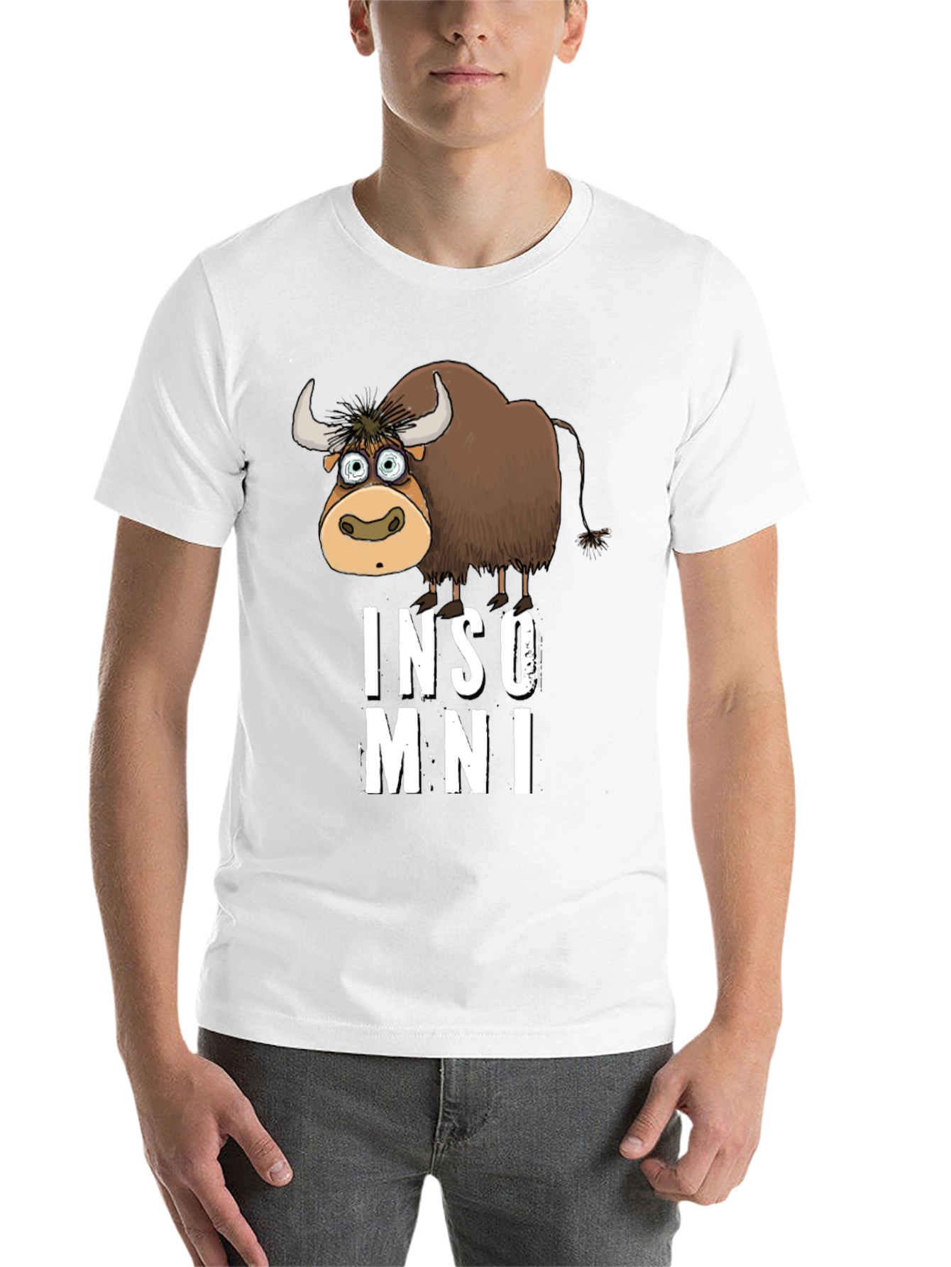 Black Funny Insomniac Yak Black T-Shirt view 14