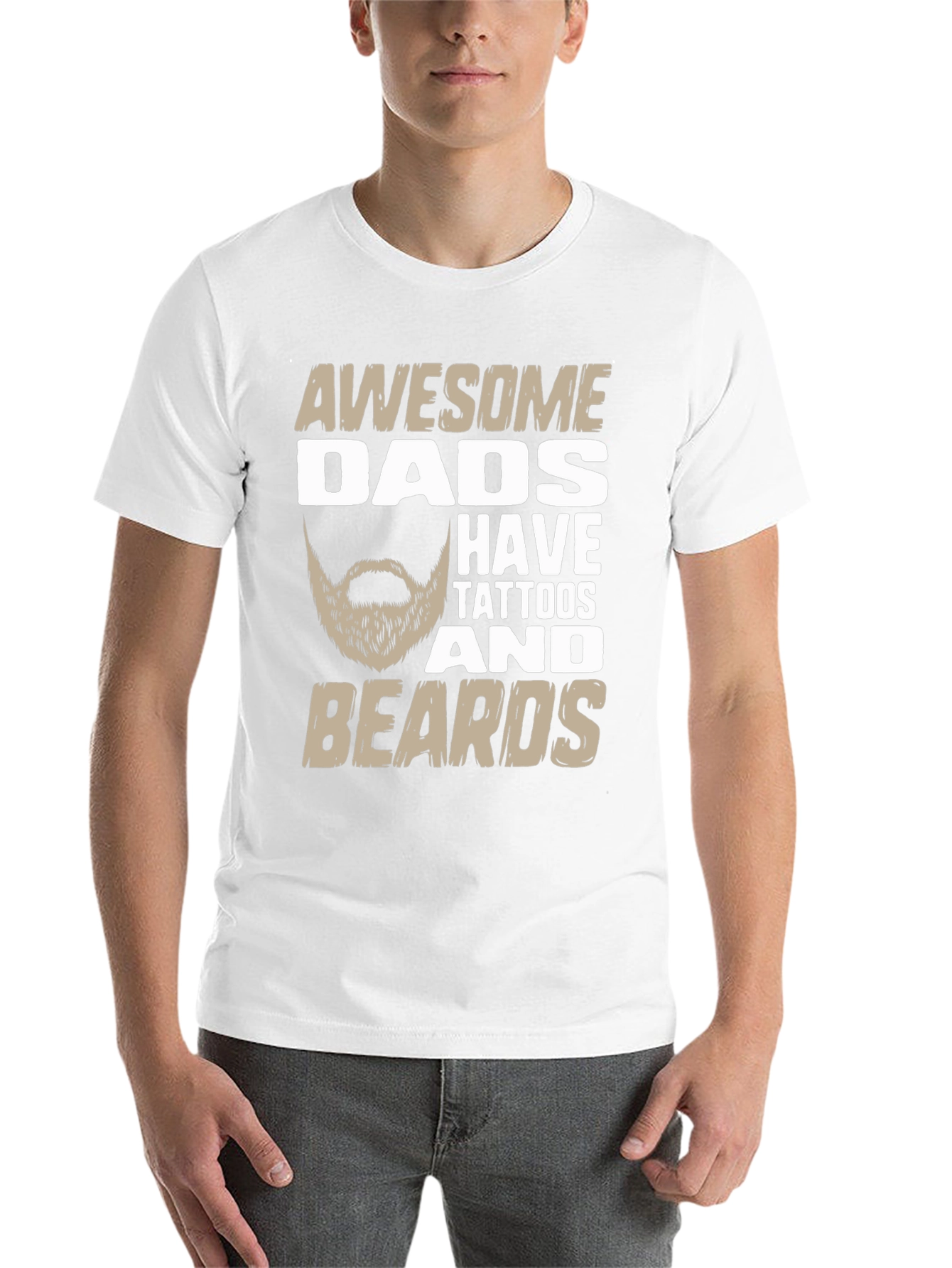 Black Awesome Dads Have Tattoos And Beards T-Shirt view 14