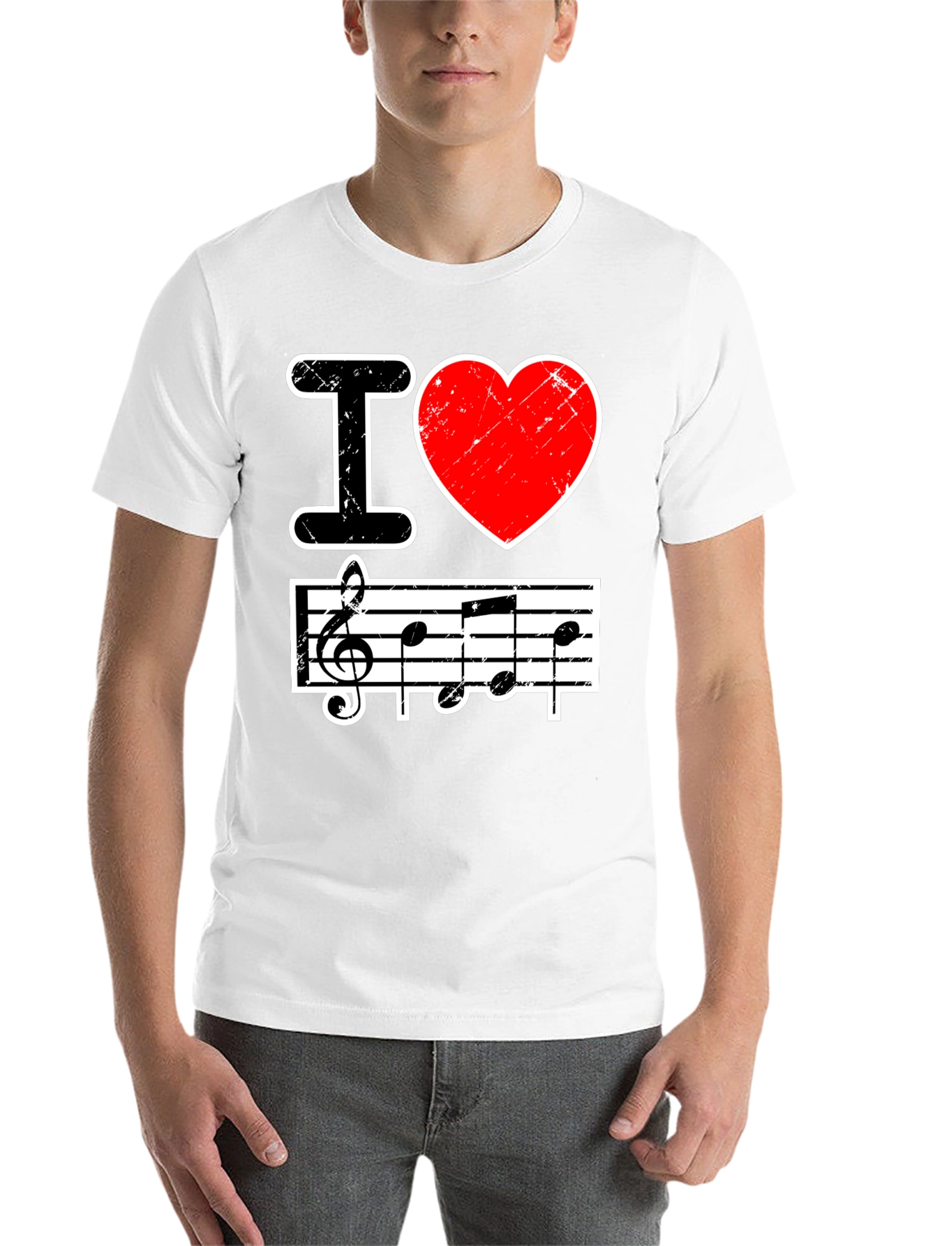 Black I Love Music Black Graphic T-Shirt view 14