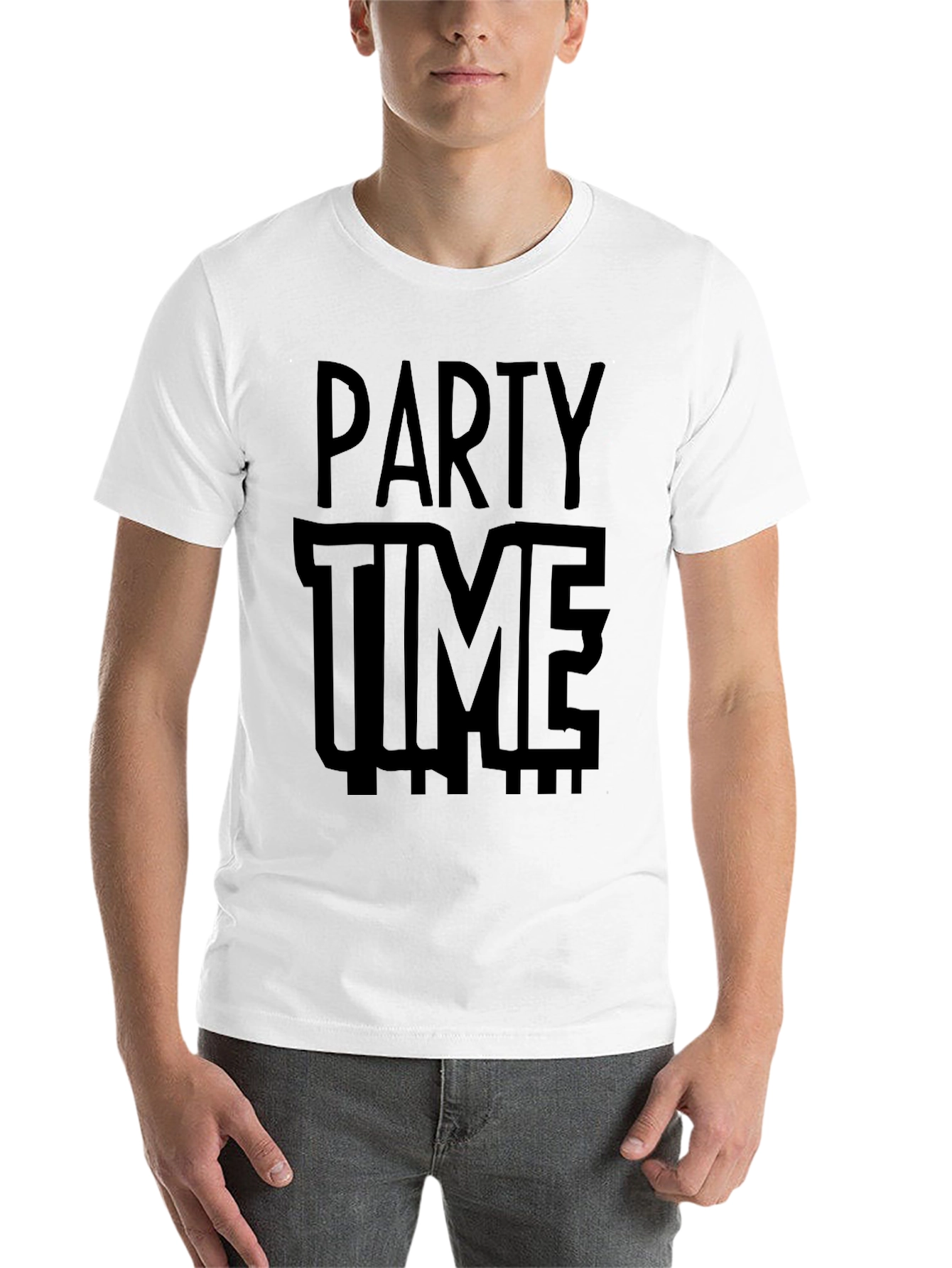 Black Party Time Graphic Tee - Black Cotton T-Shirt view 14