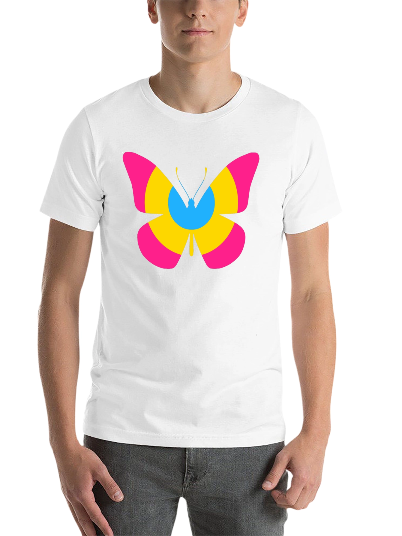 Black Pansexual Pride Butterfly Graphic T-Shirt view 14