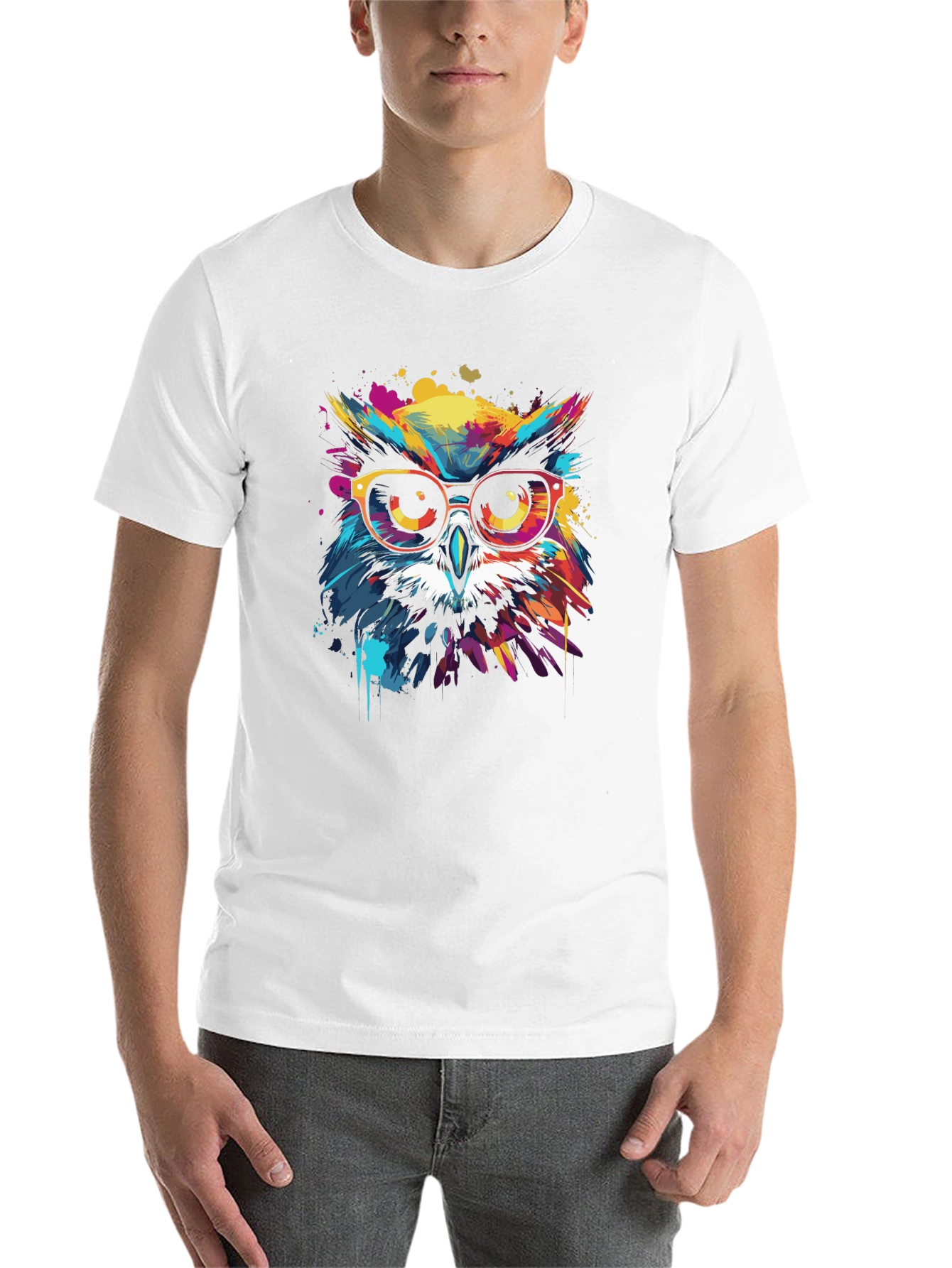Black Cool Owl Graphic Tee - Vibrant Colors view 14