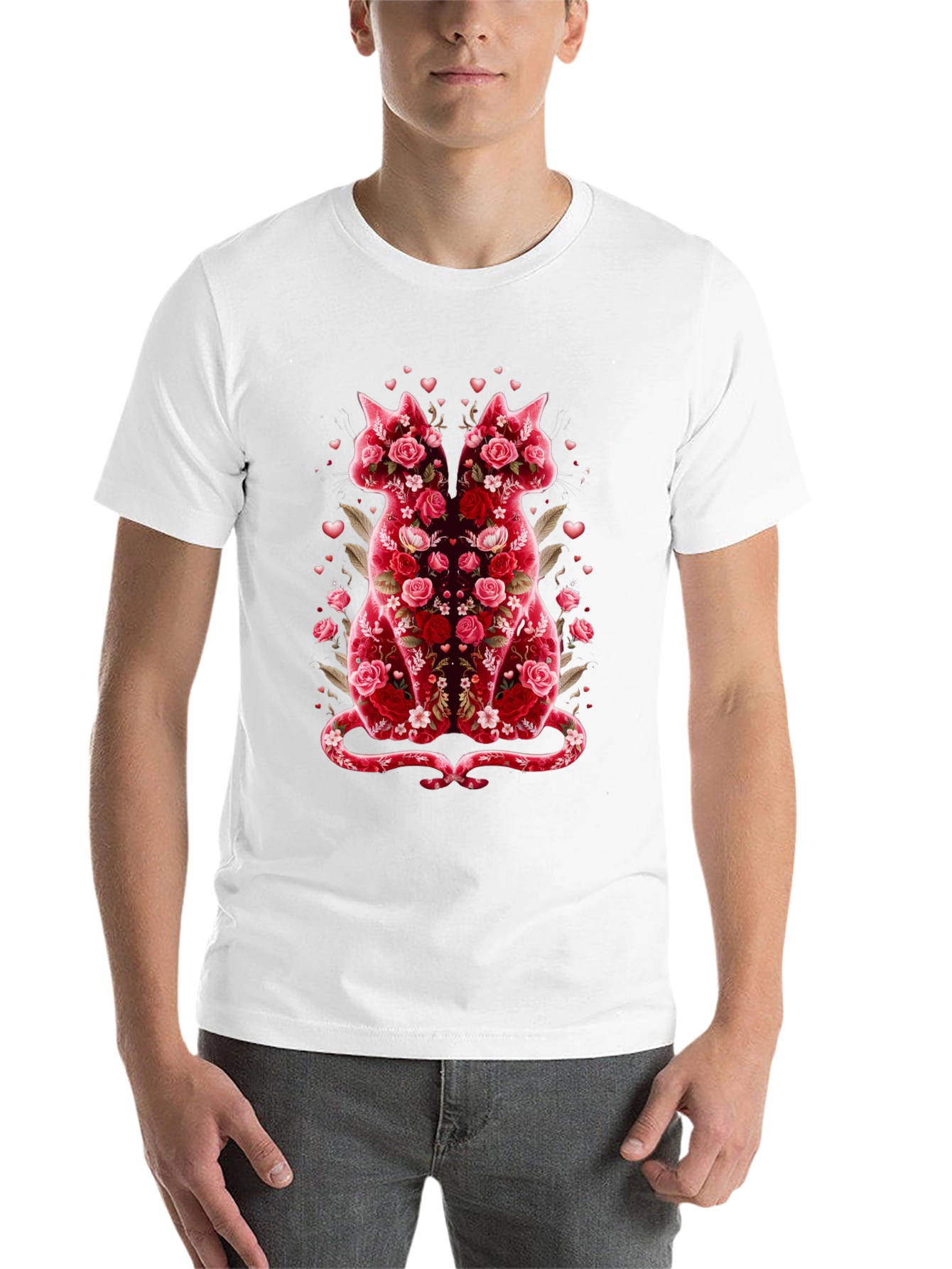 Black Floral Cat Lover T-Shirt - Valentine's Day Edition view 14