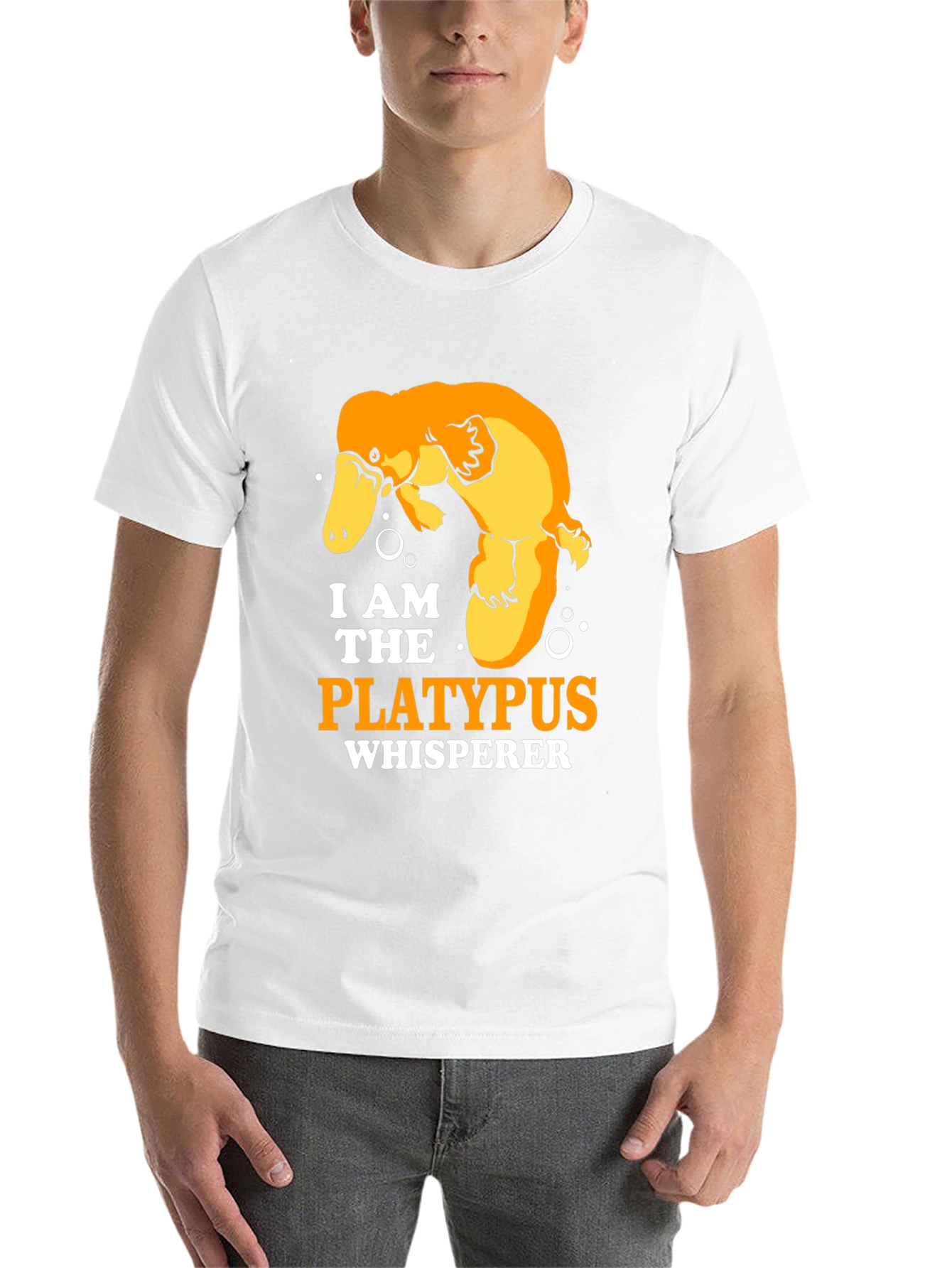 Black Platypus Whisperer T-Shirt, Black Cotton Tee view 14