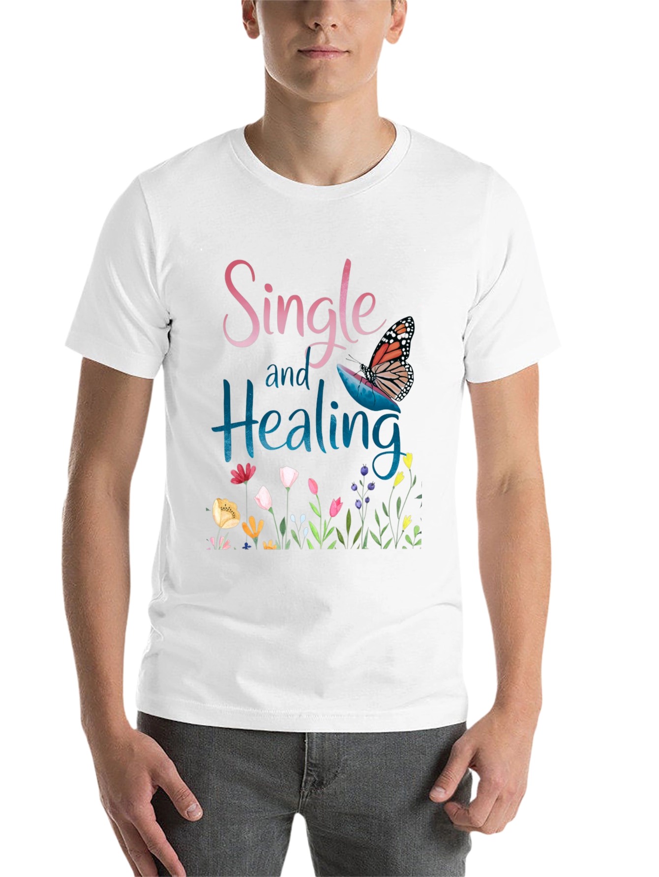 Black Single and Healing Graphic T-Shirt view 14