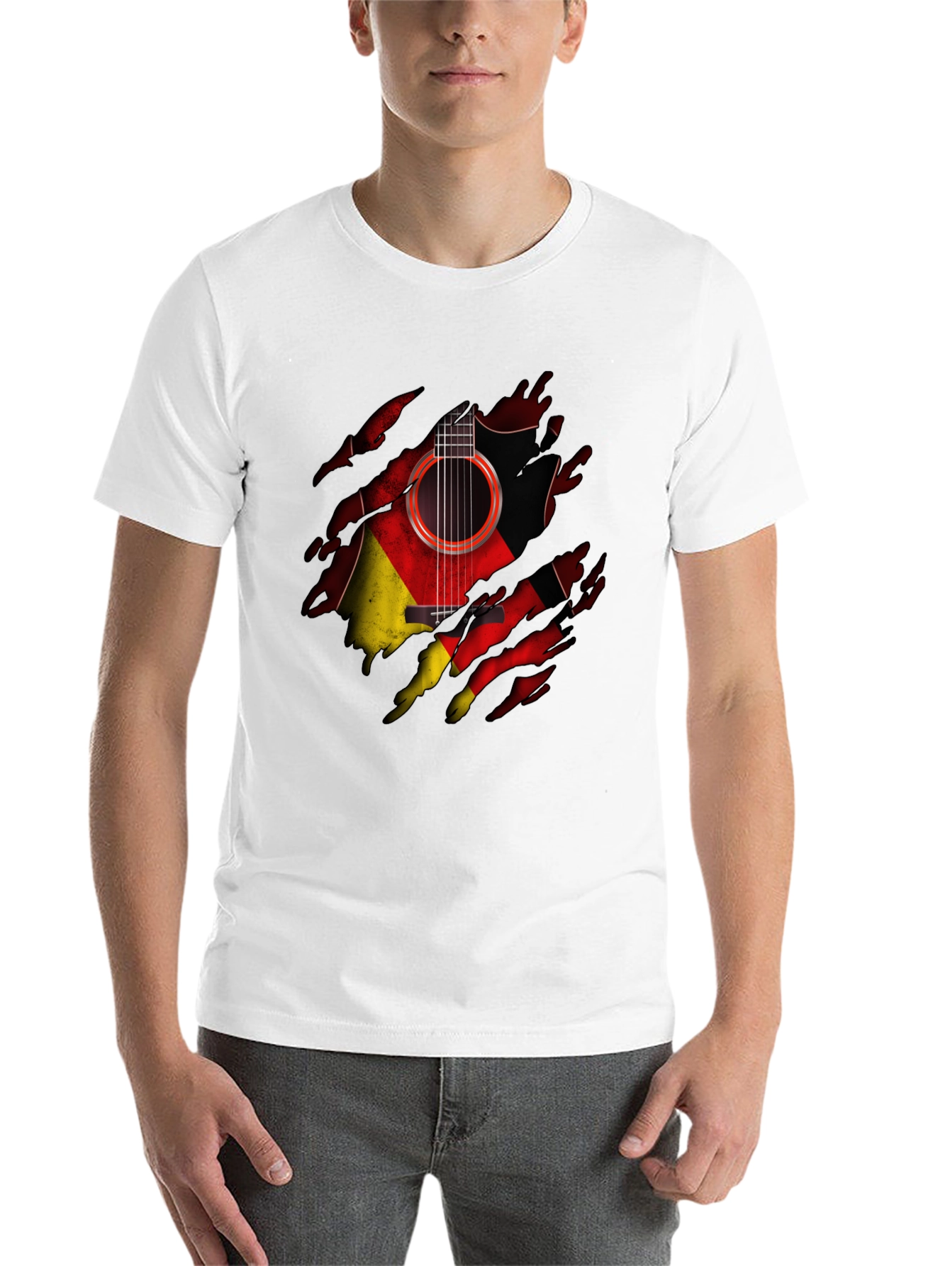 Guitar Germany Flag Ripped T-Shirt - 14